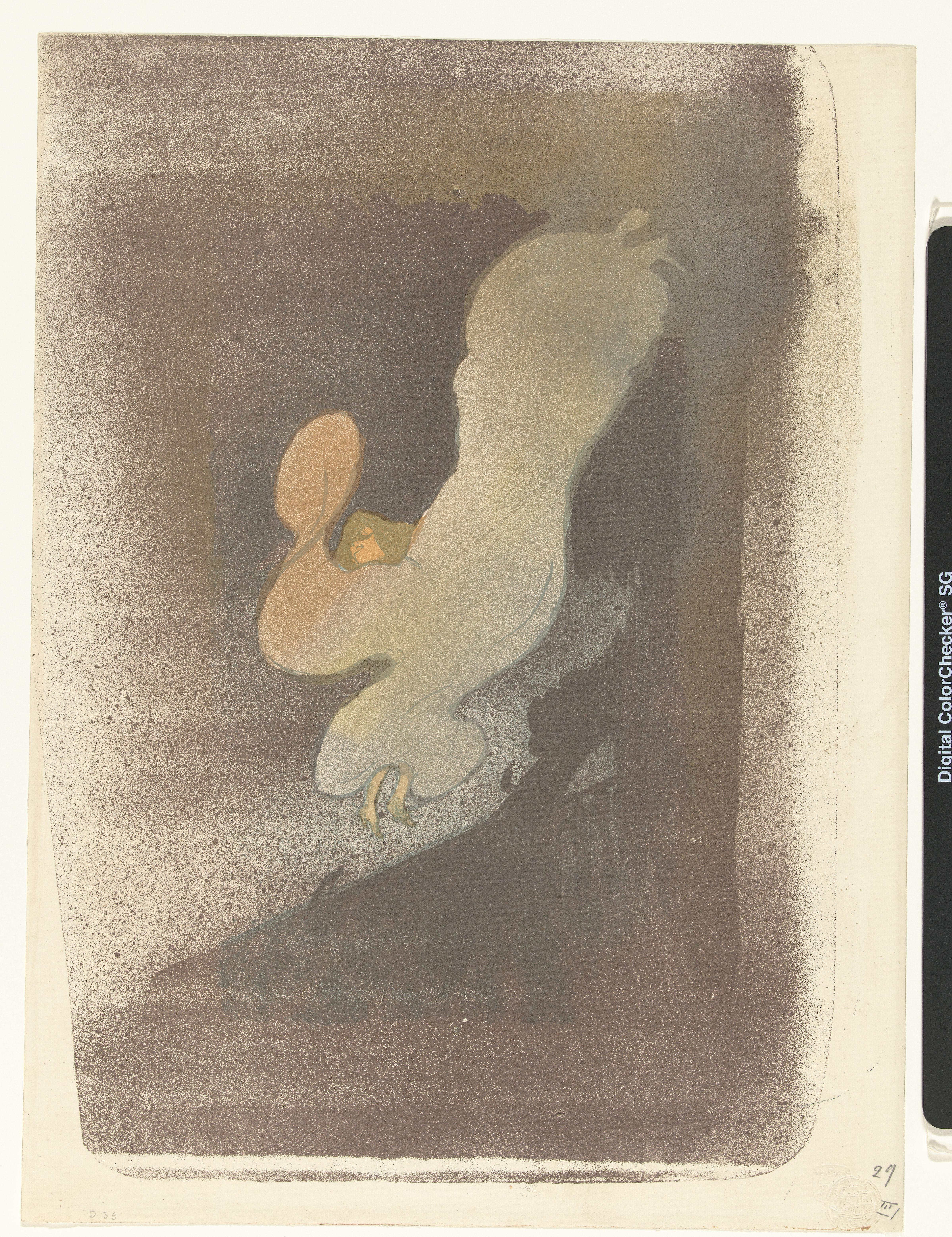 Portret van danseres Loie Fuller tijdens een optreden