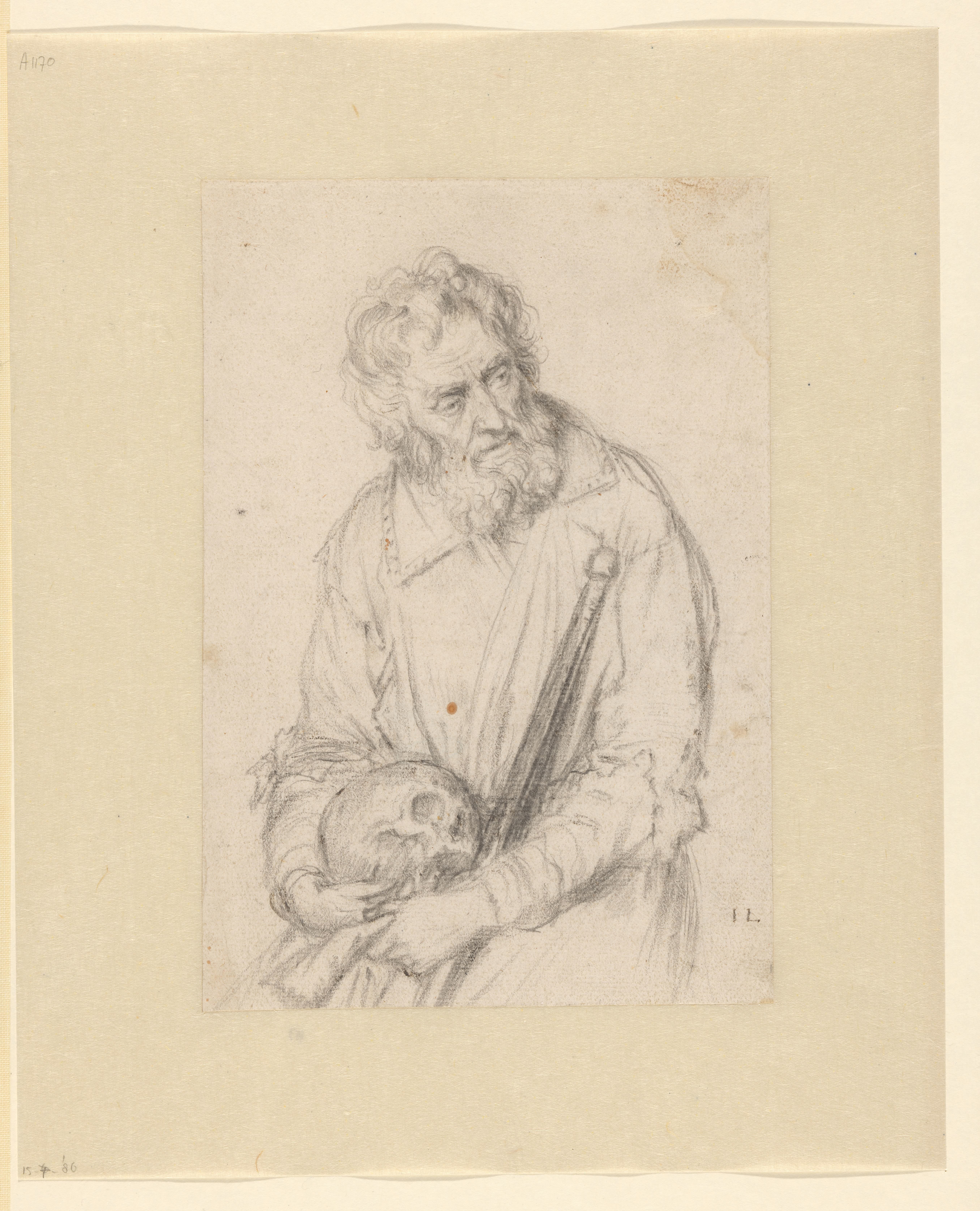 Old Man with Skull and Staff