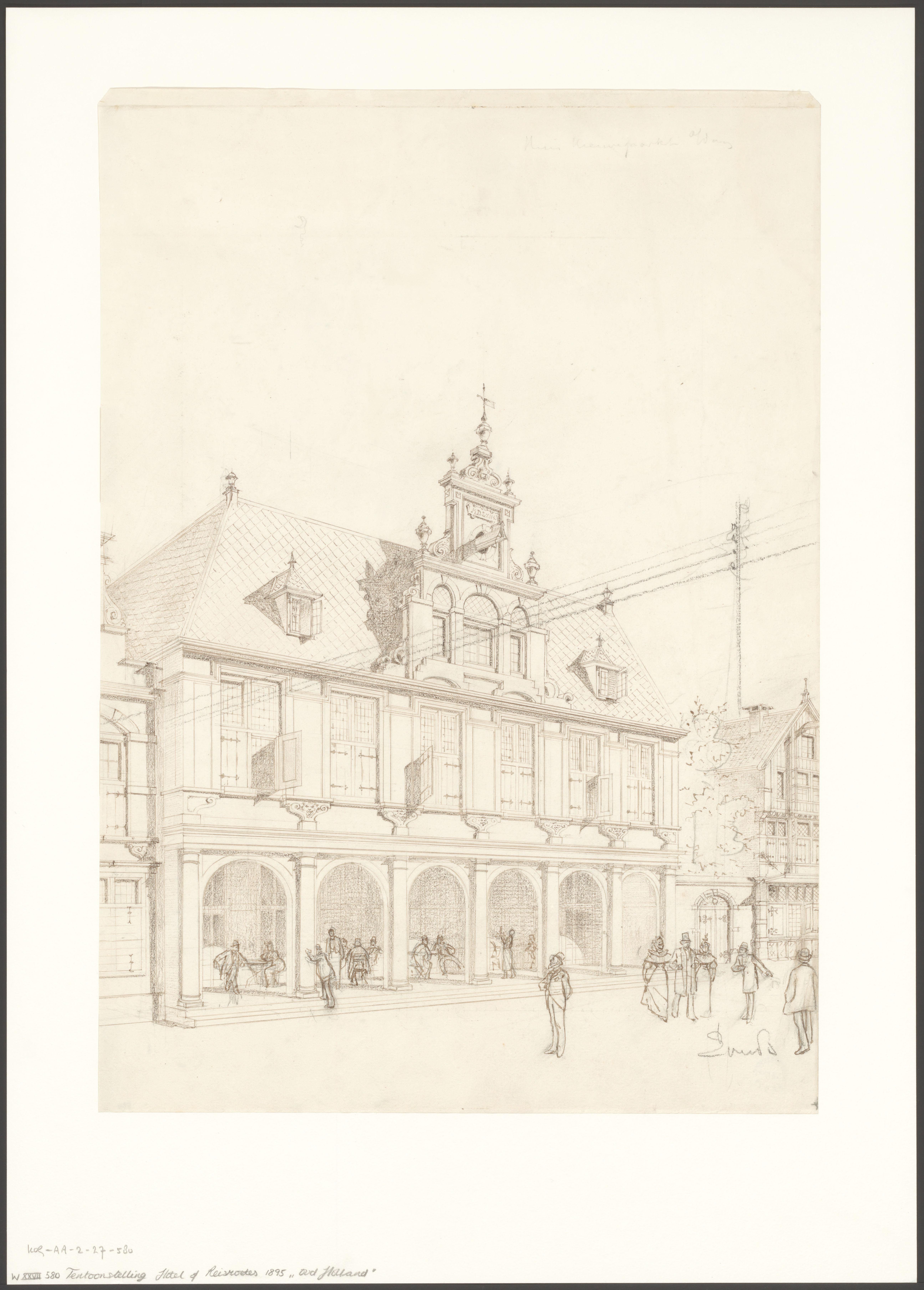 Ontwerp voor een gebouw in Oud Holland, onderdeel van de Wereldtentoonstelling voor het Hotel- en Reiswezen 1895
