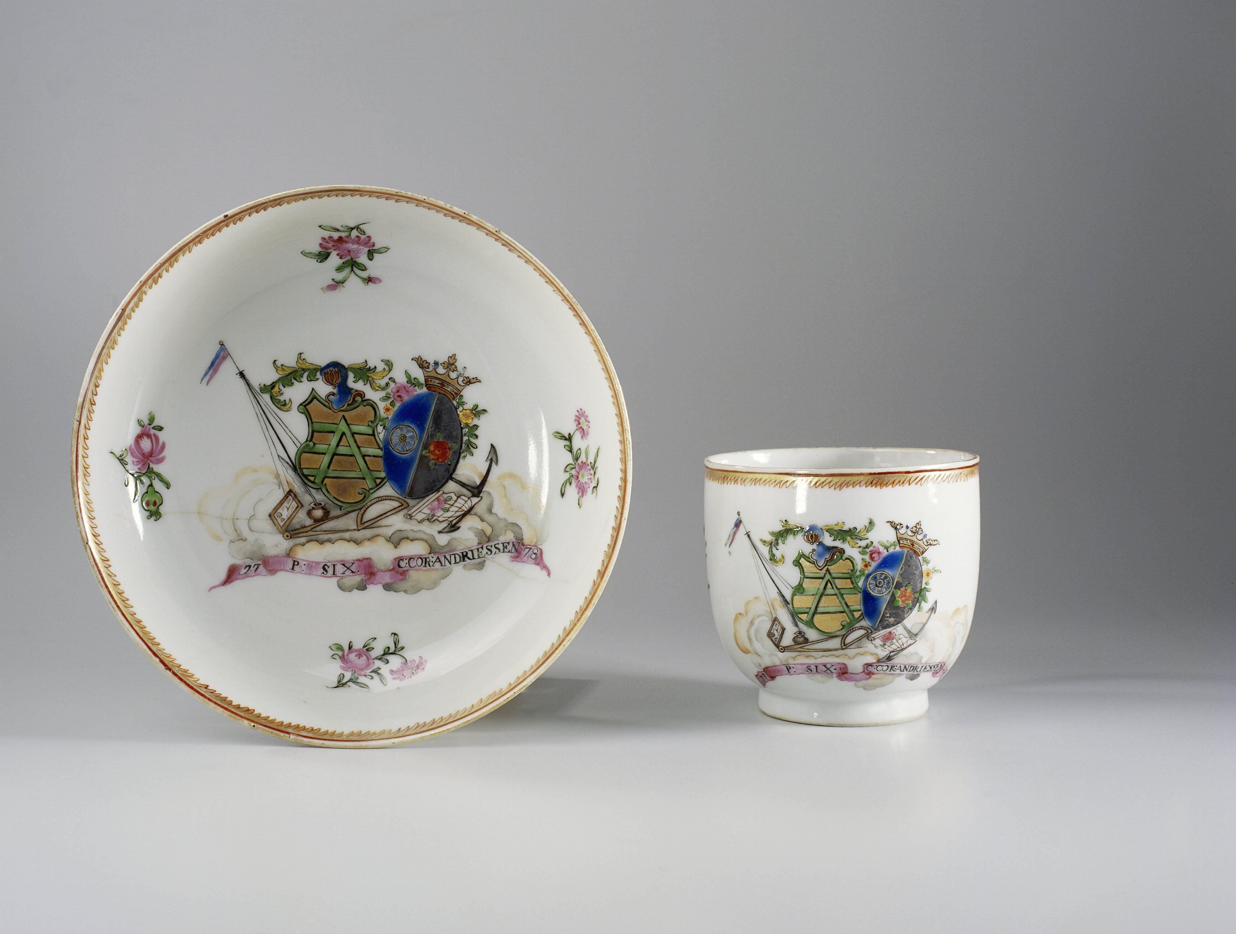 Cup with handle with the arms of the Six and Andriessen family