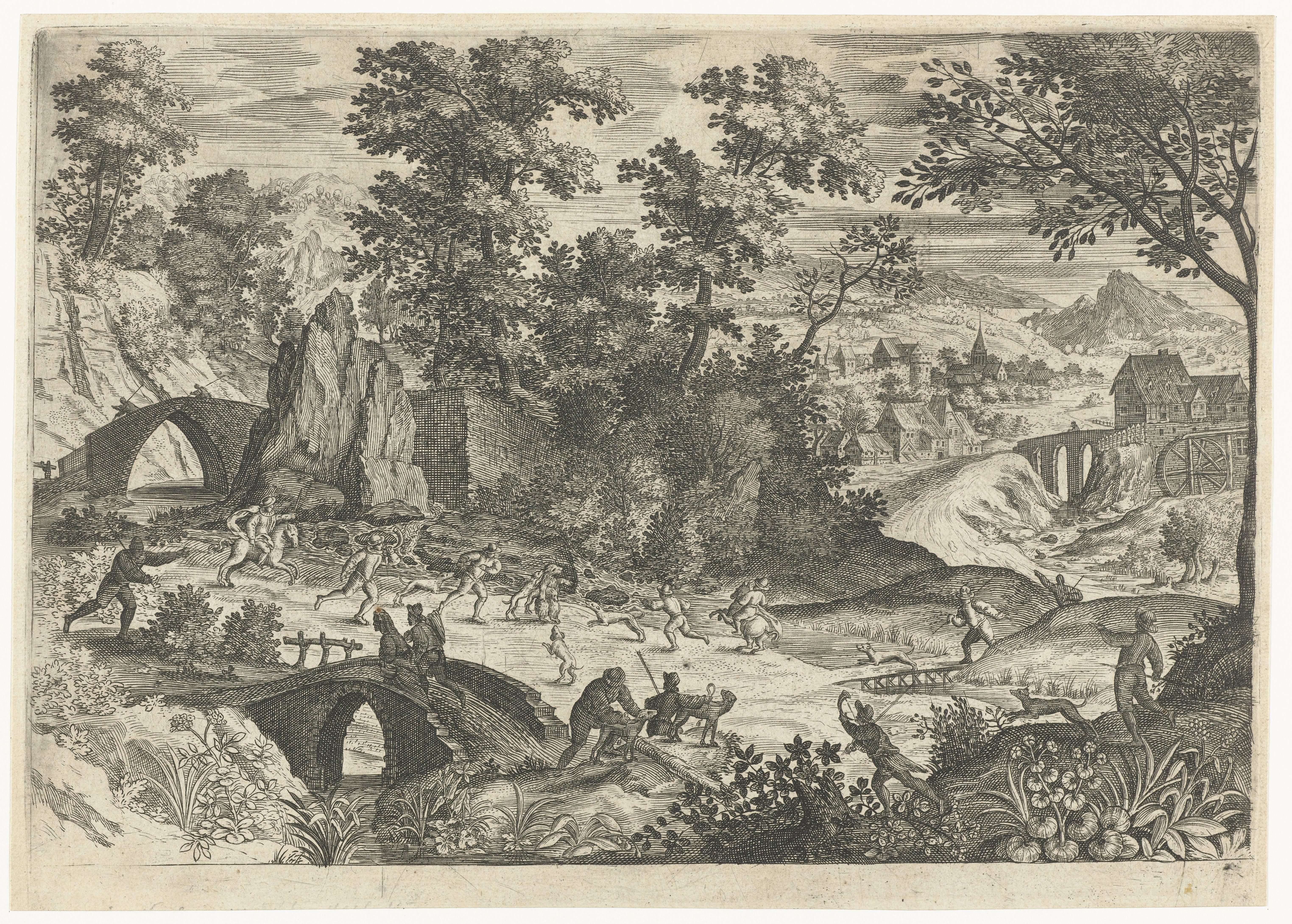 Landschap met berenjacht