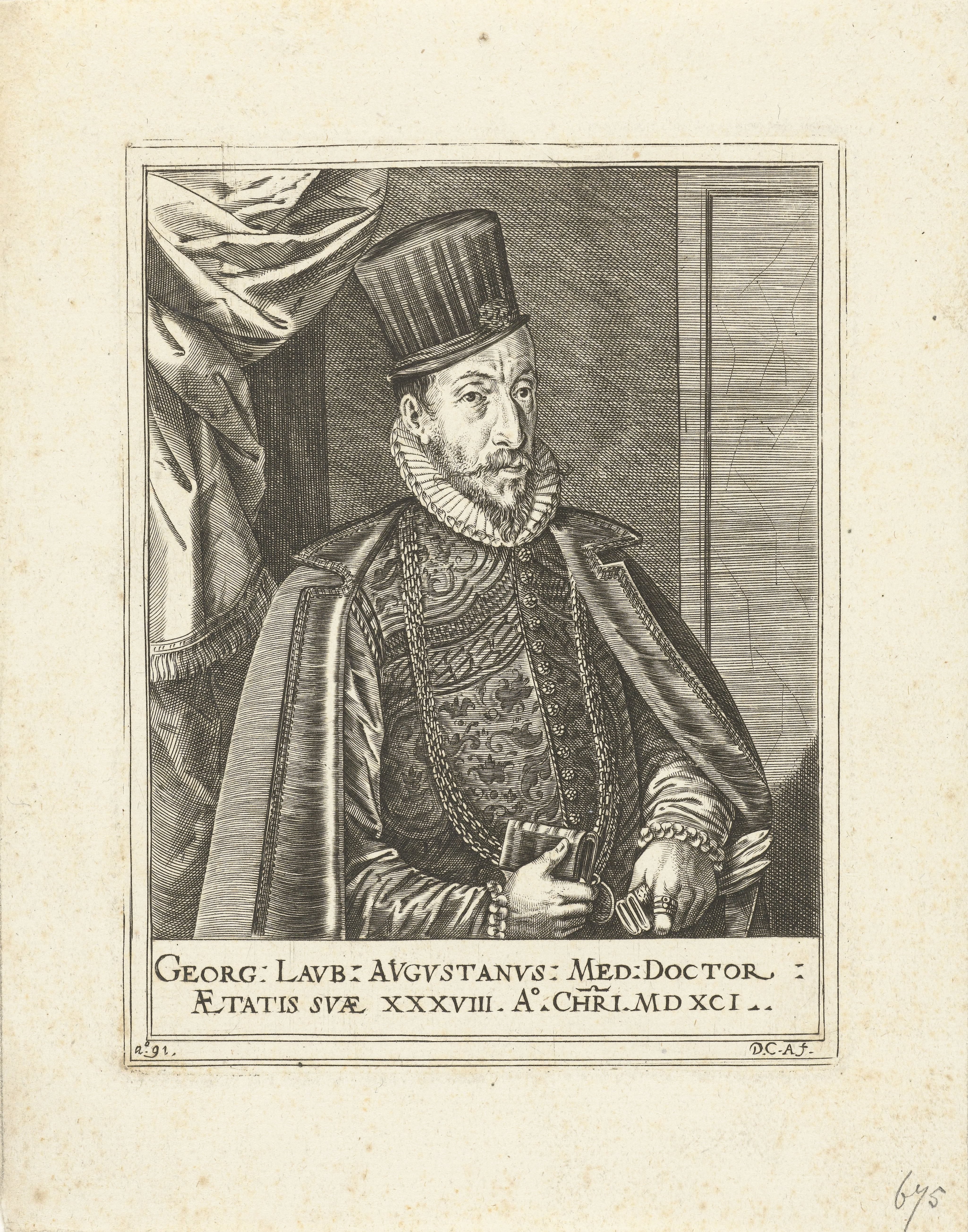 Portret van de arts Georg Laub op 38-jarige leeftijd