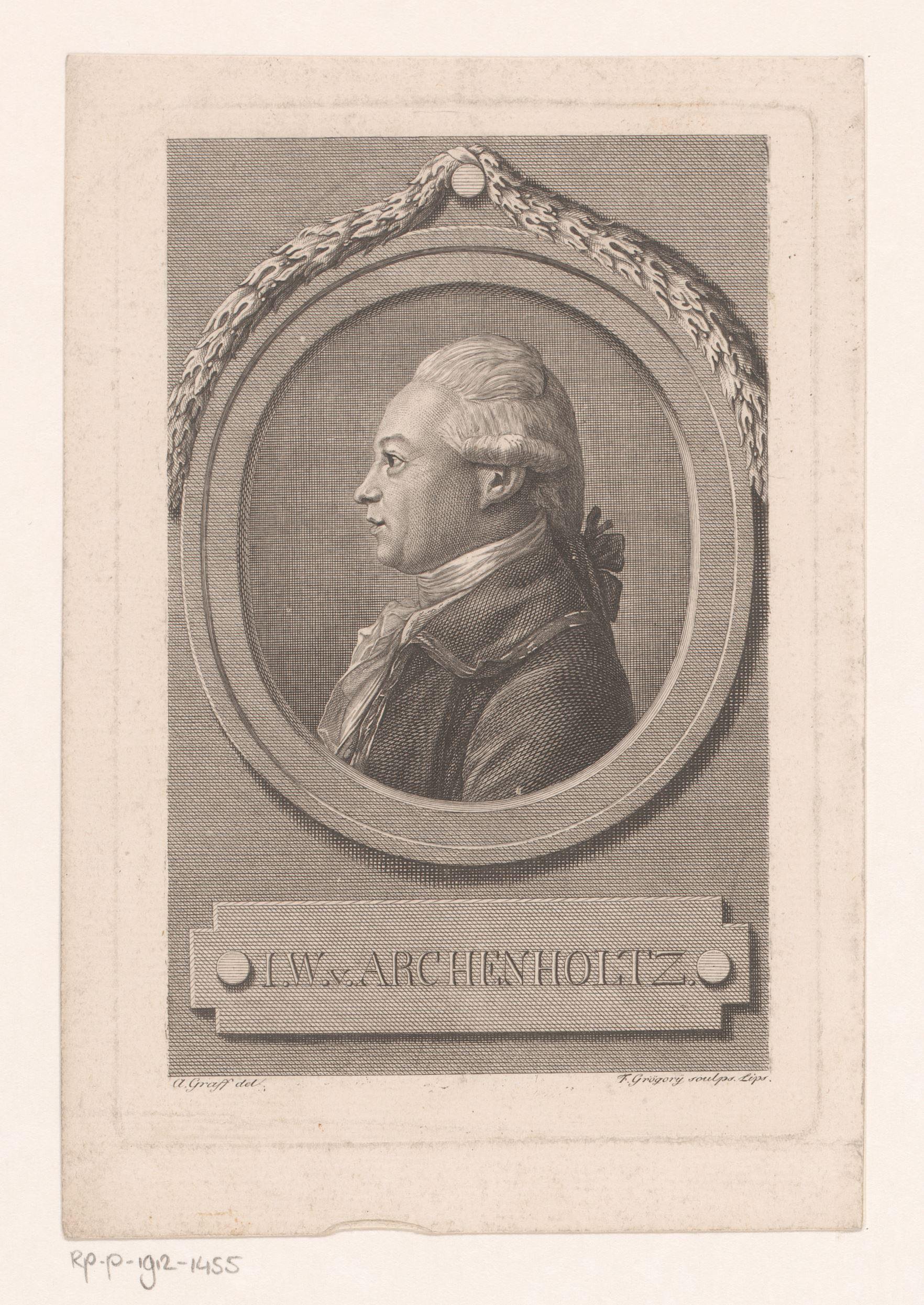 Portret van Johann Wilhelm von Archenholz