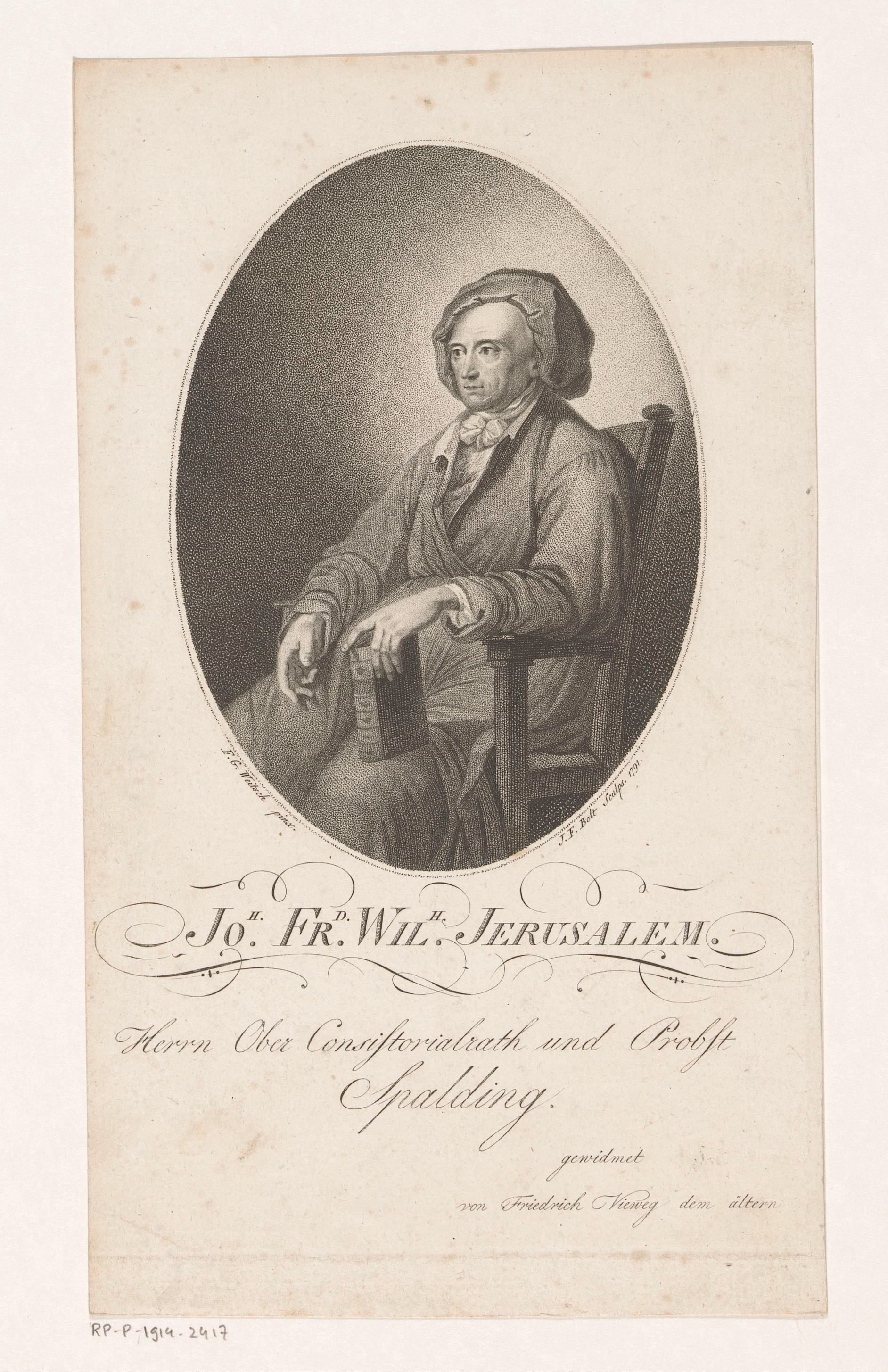 Portret van Johann Friedrich Wilhelm Jerusalem