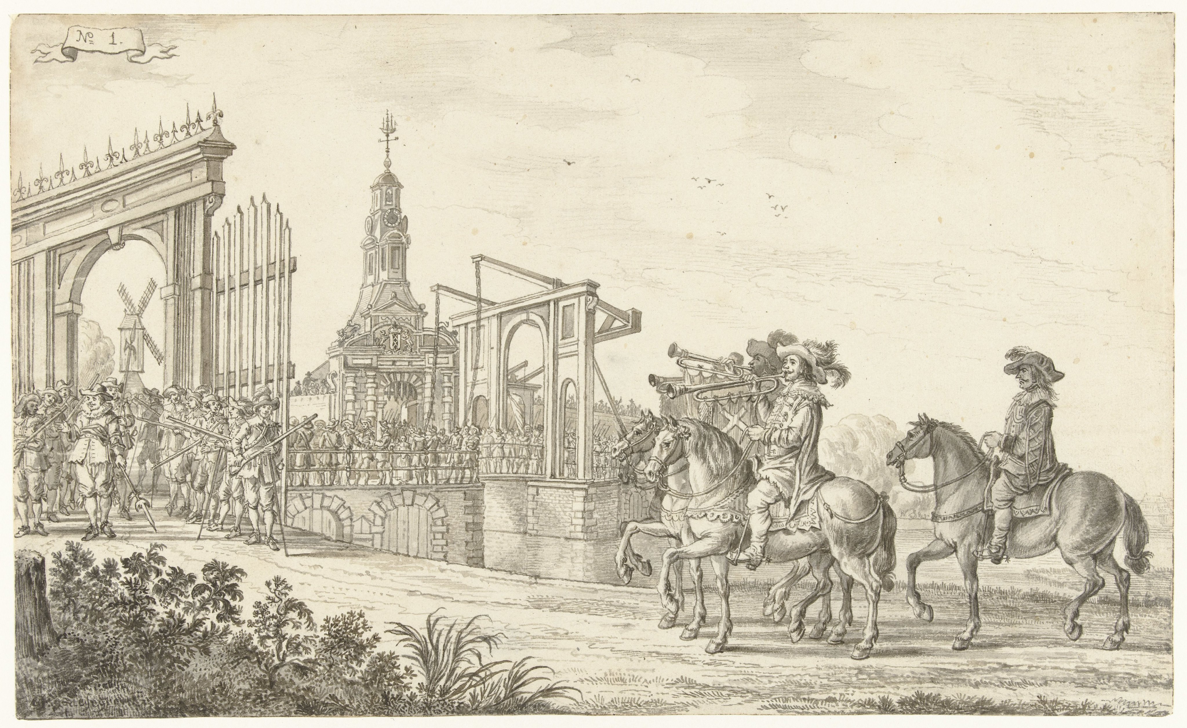De intocht van Maria de' Medici te Amsterdam in 1638 (plaat 1)