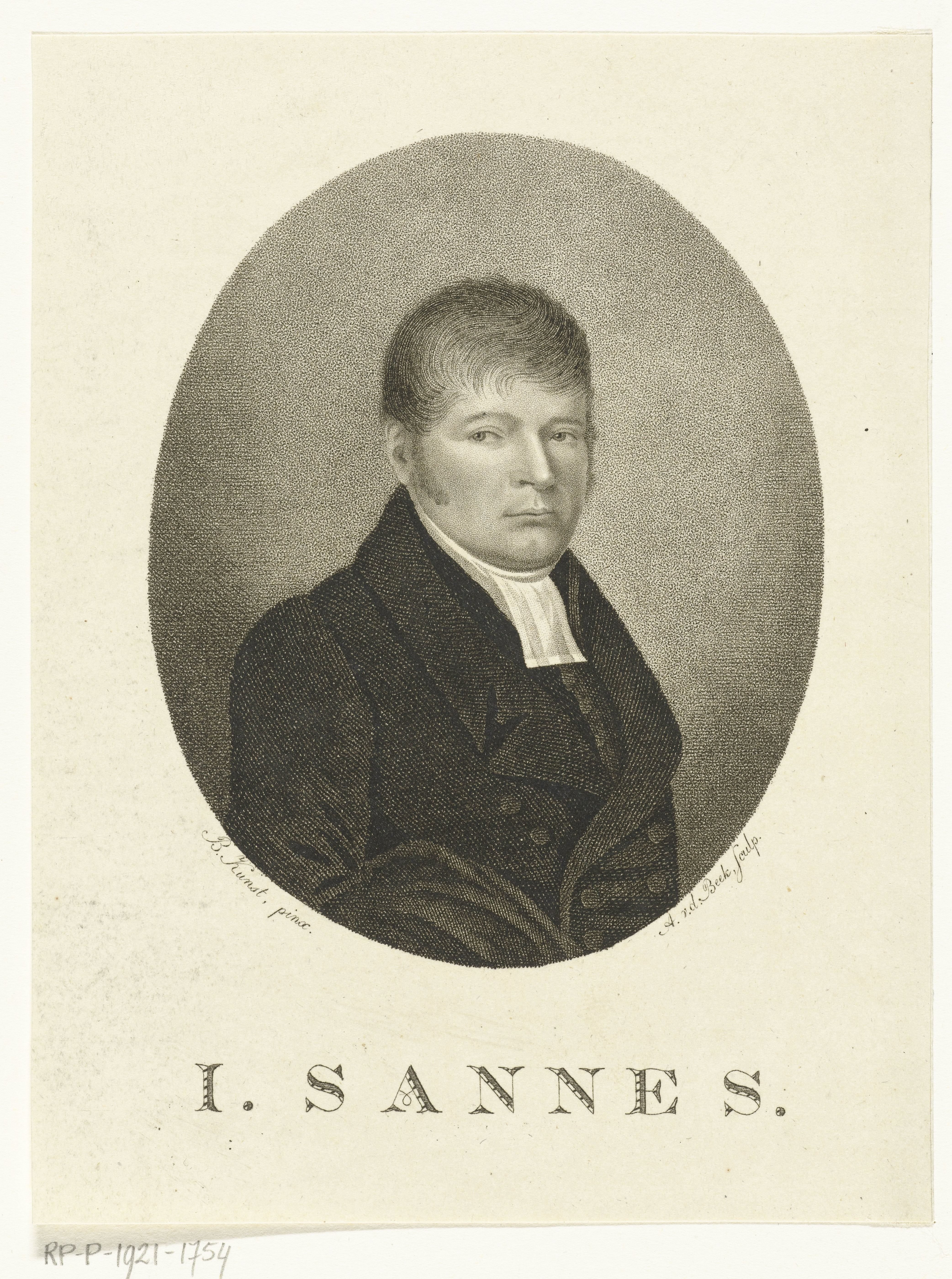 Portret van predikant Isaäk Sannes