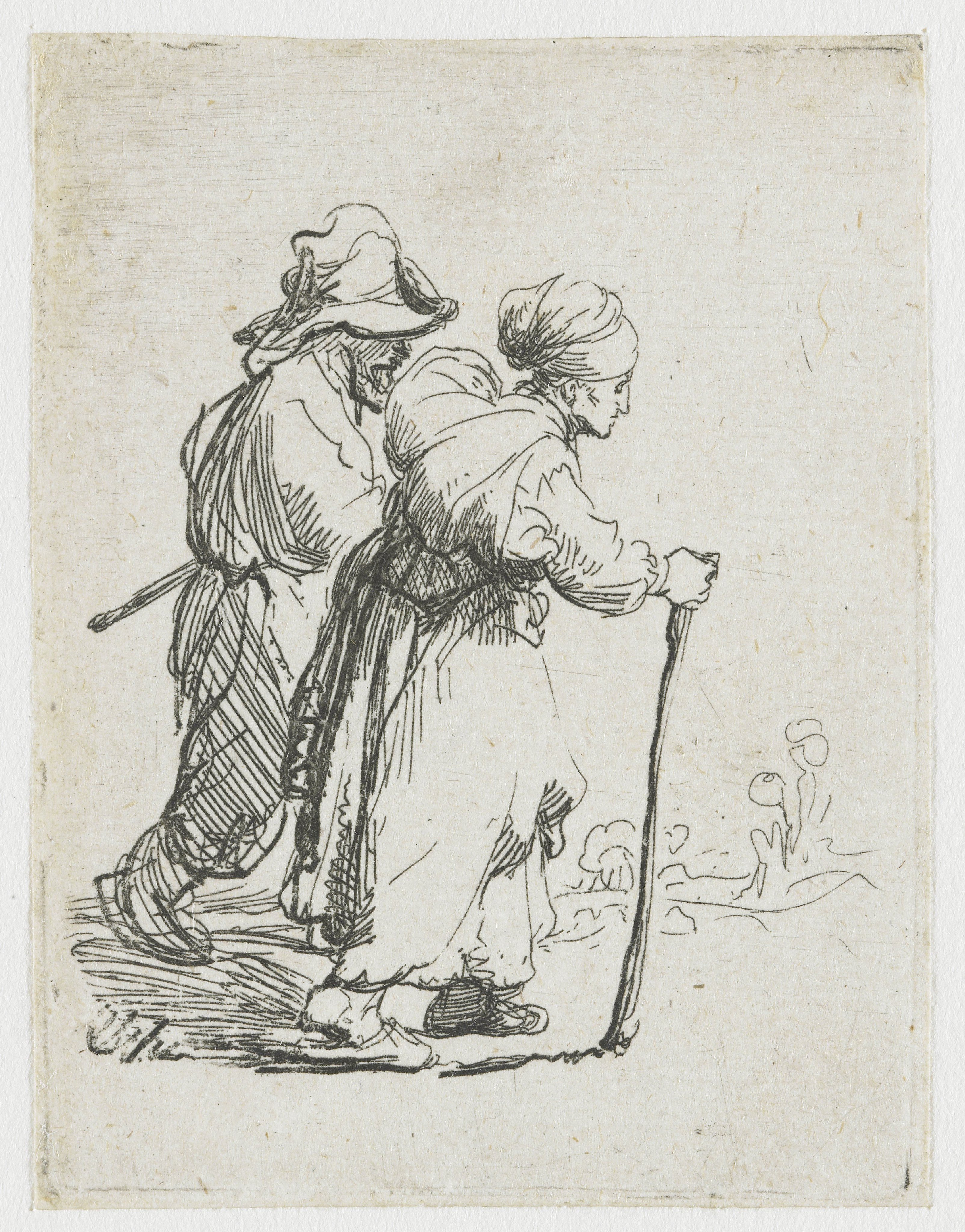 Twee landlopers, man en vrouw