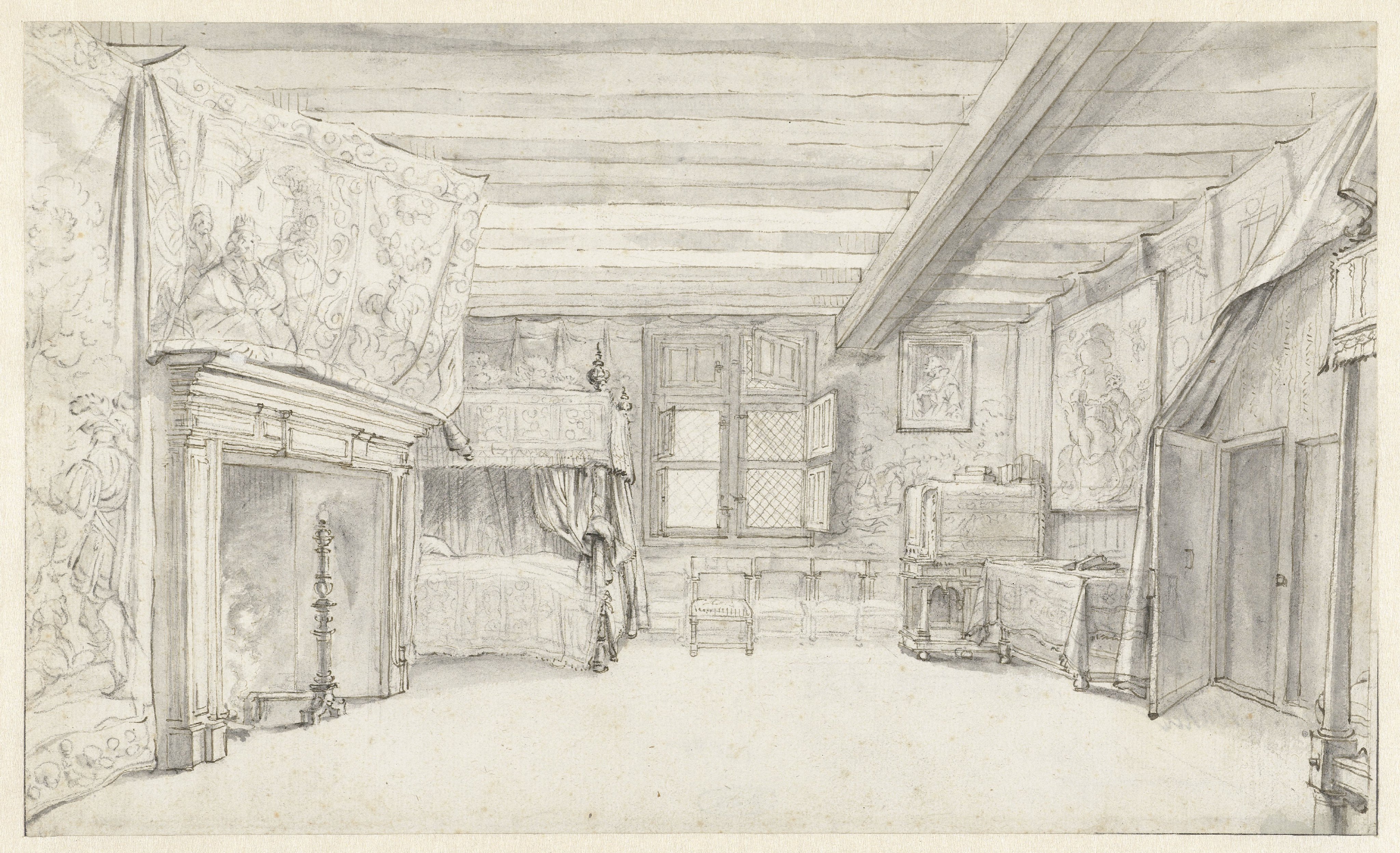 View of a Richly Appointed Chamber with a Four-poster Bed