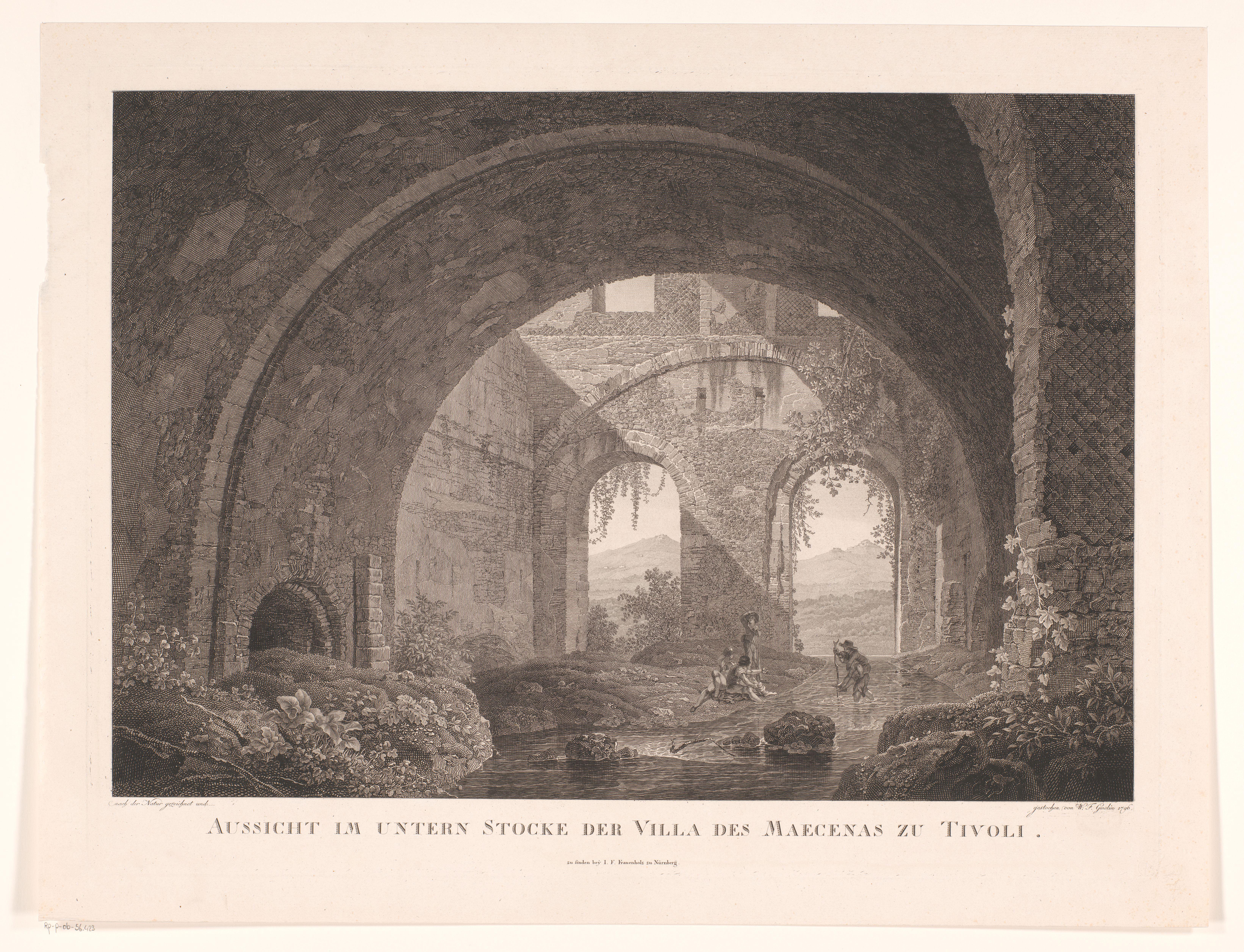 Zicht op de benedenverdieping van de Villa Maecenas in Tivoli