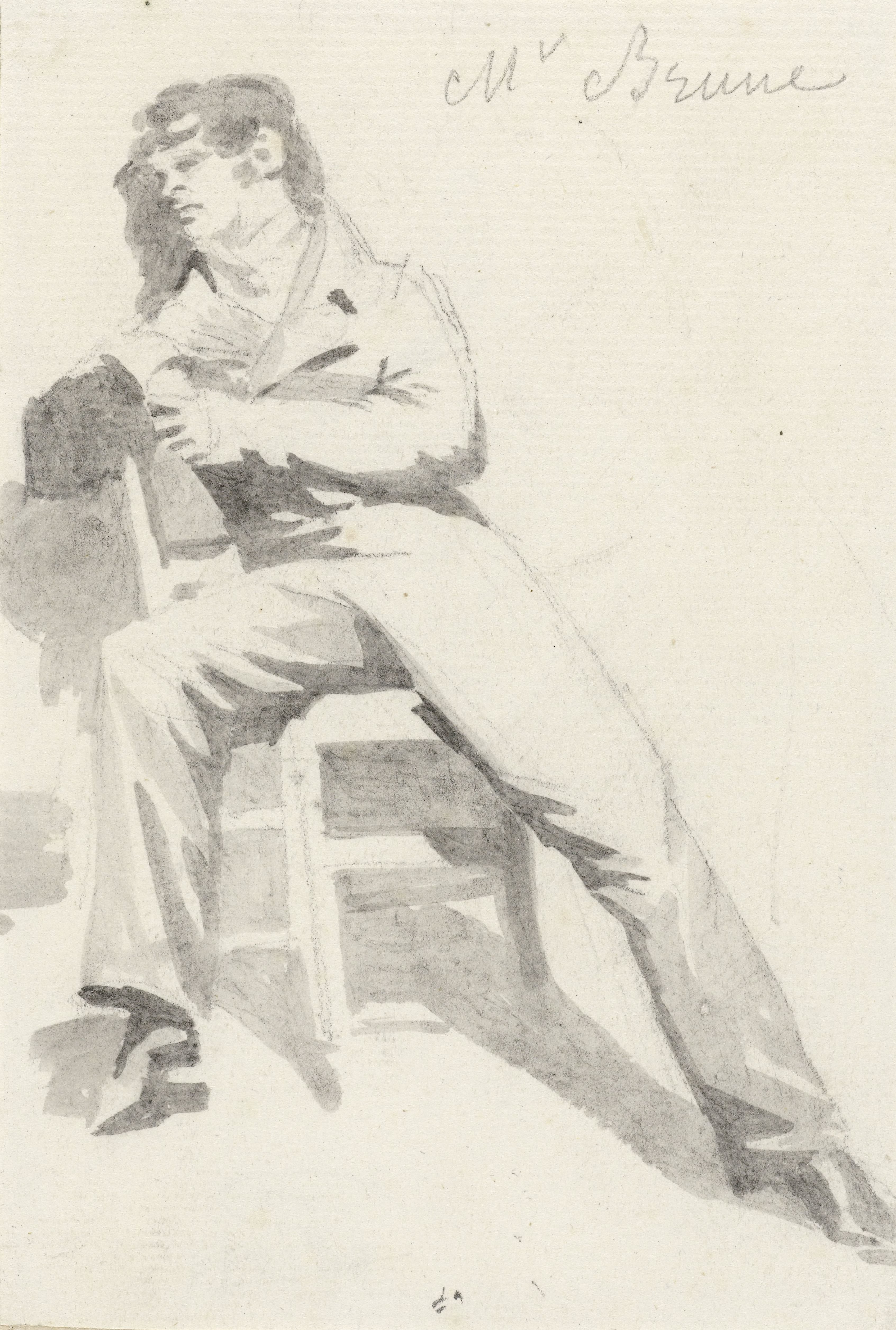 Portret van Mr. Brune, gezeten op een stoeltje