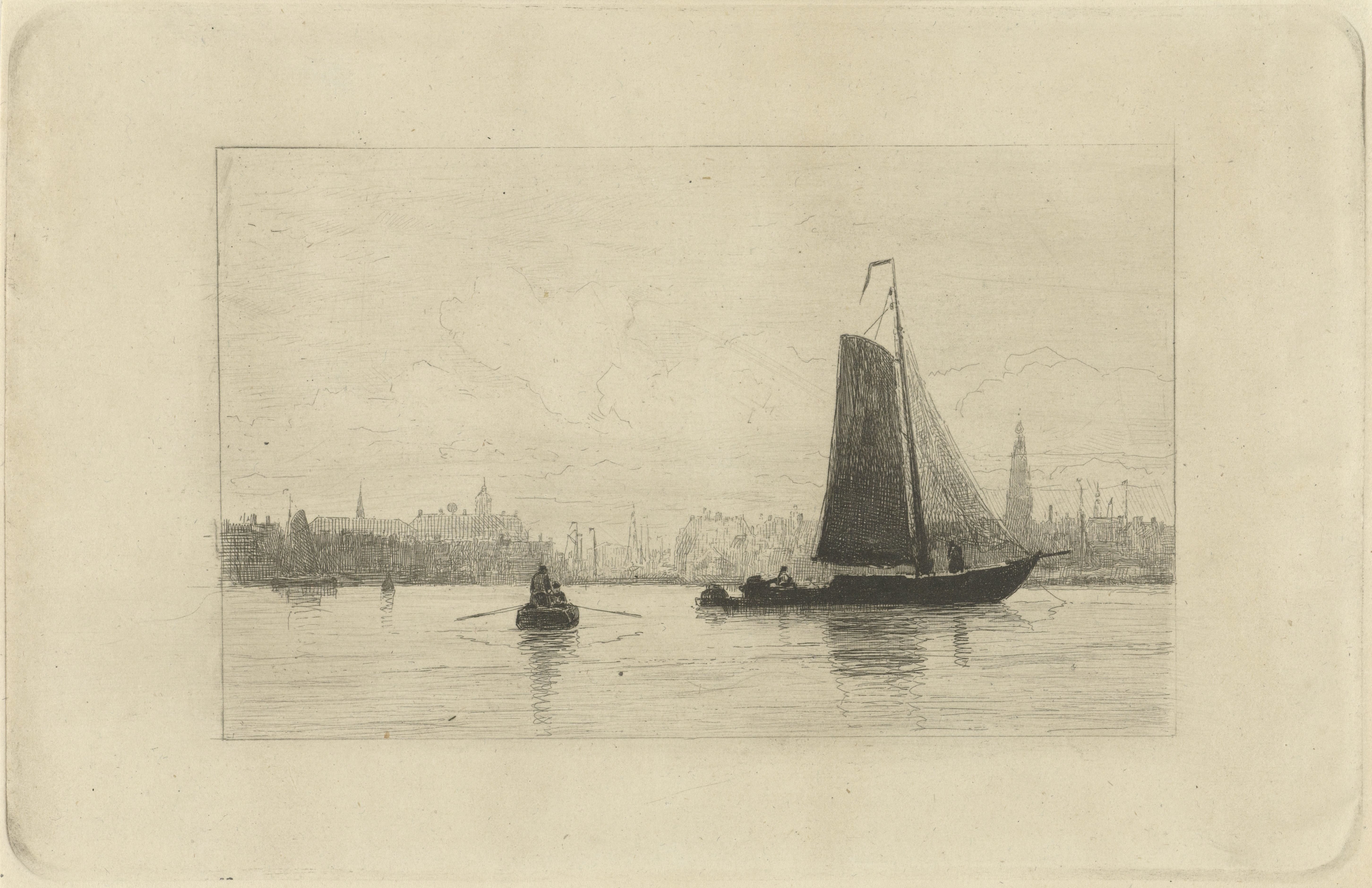 Gezicht op de haven van Amsterdam