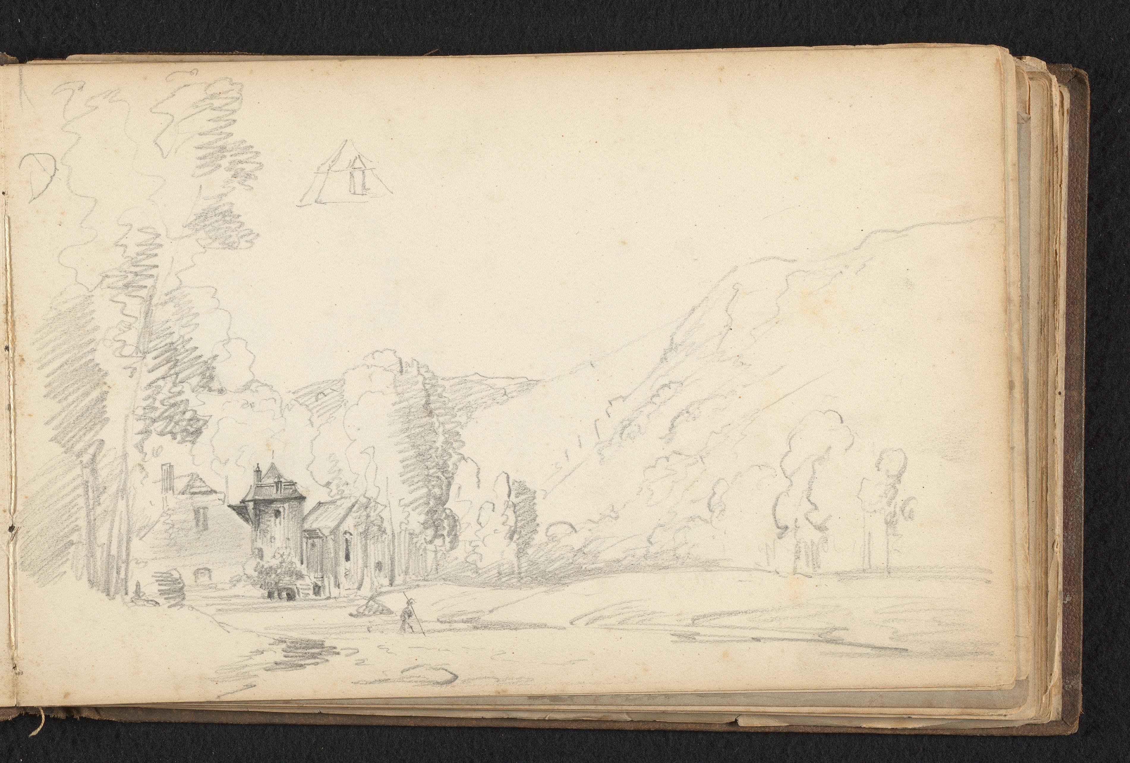 Heuvelig landschap met dorp