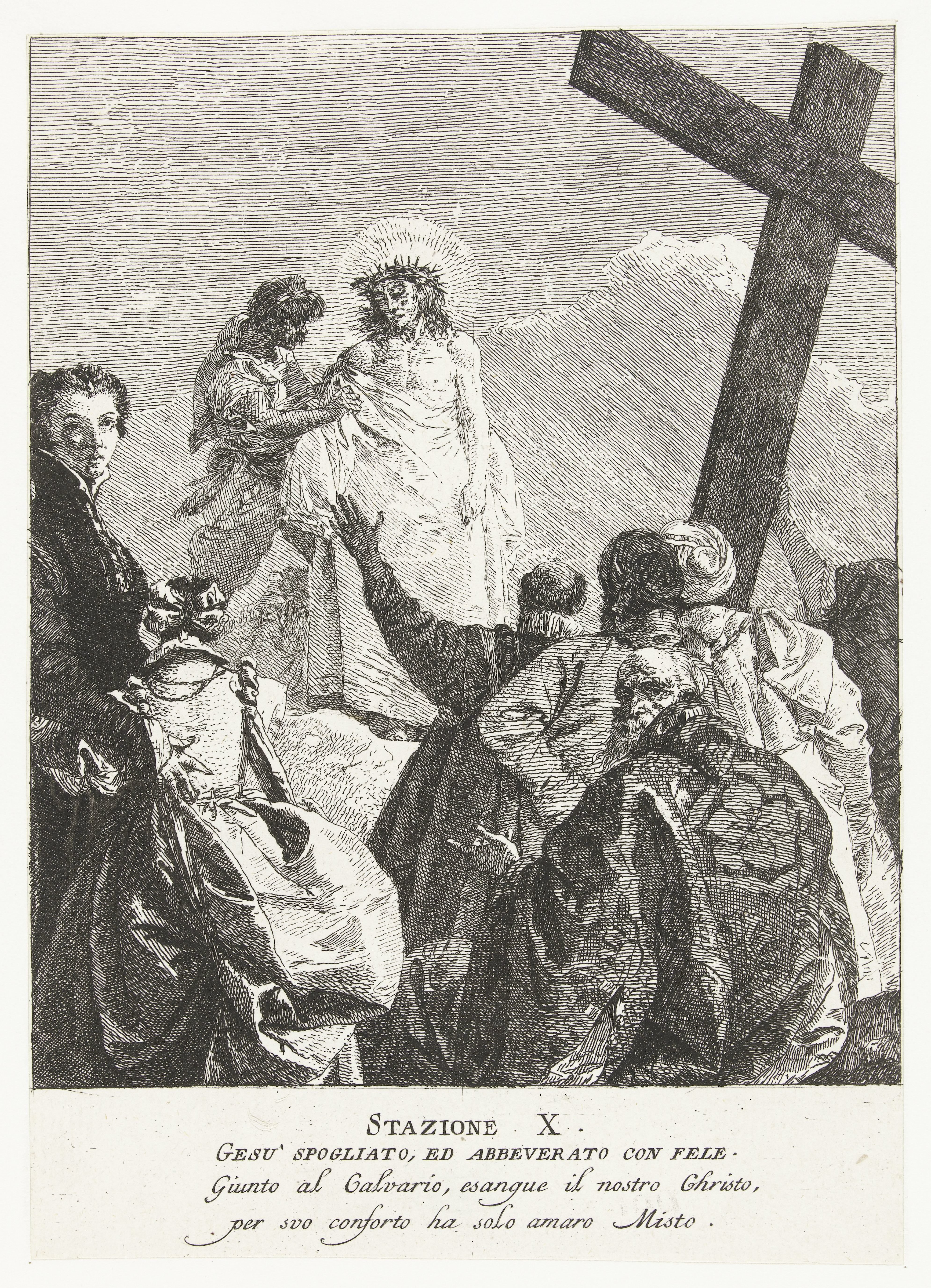 Christus wordt ontkleed op Calvarieberg