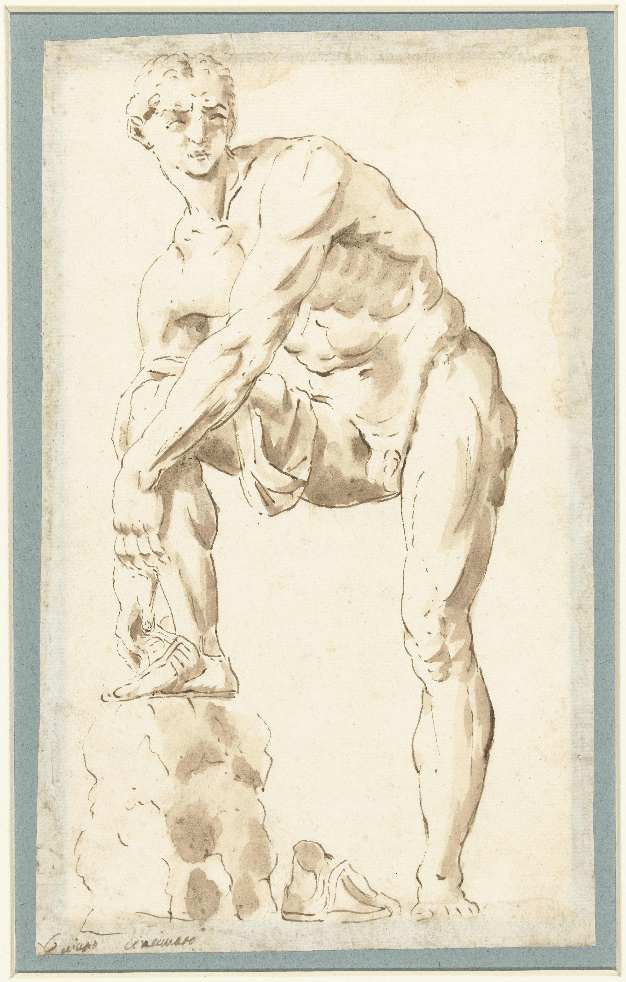 Antiek beeld van de Sandalenbinder