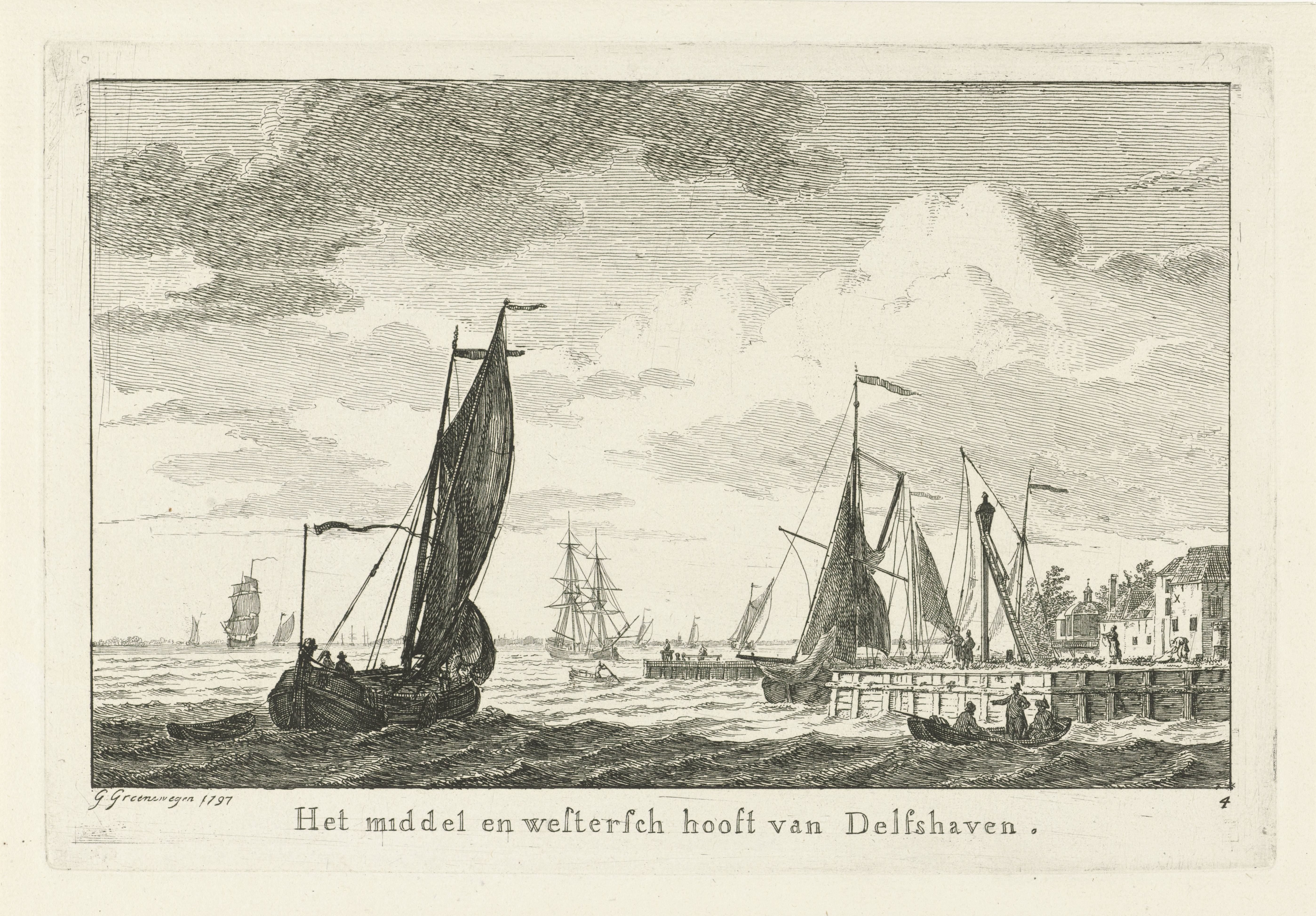Gezicht op het middelste en westelijke havenhoofd van Delfshaven