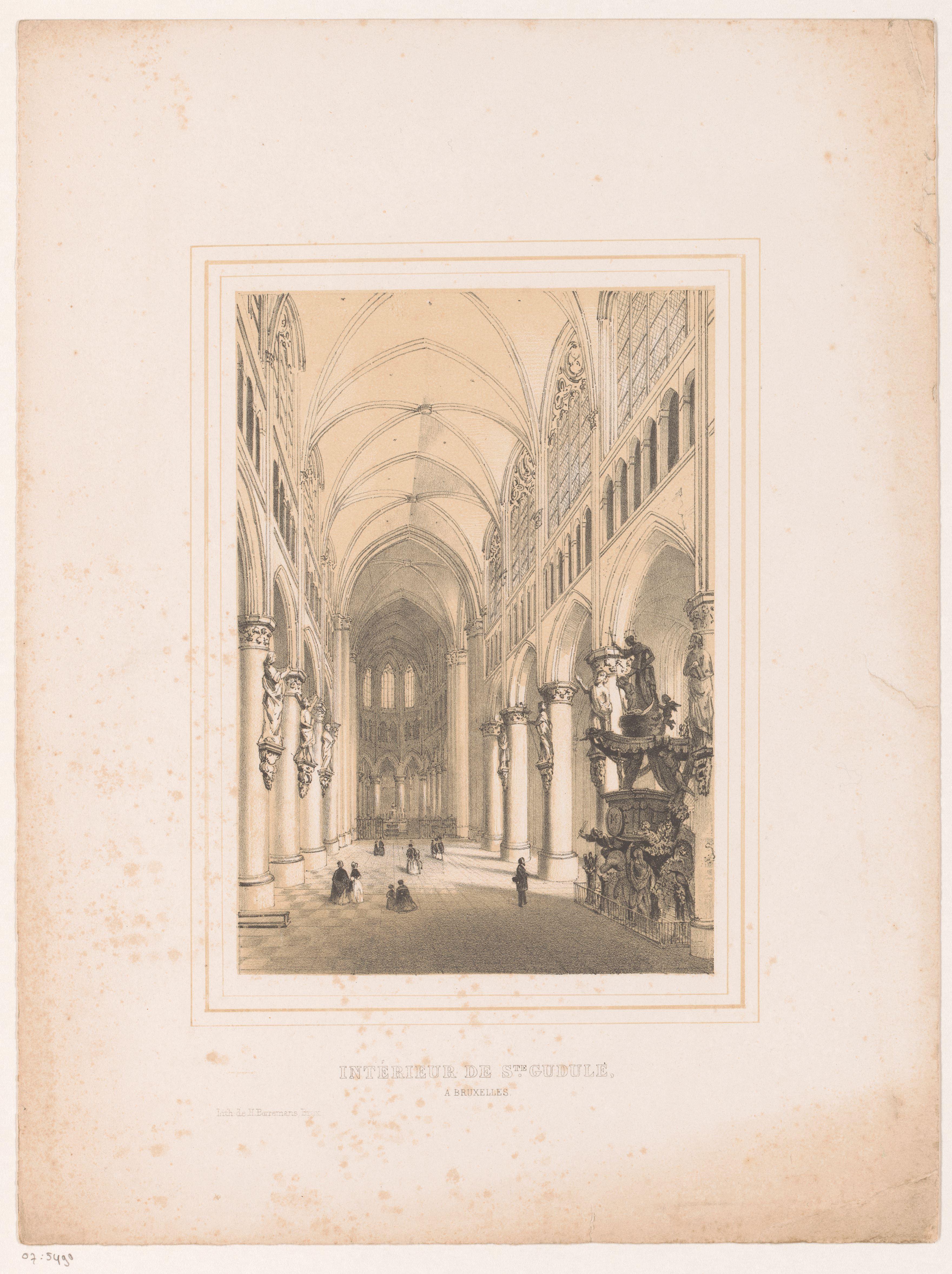 Interieur van de Sint-Michiel en Sint-Goedelekathedraal te Brussel