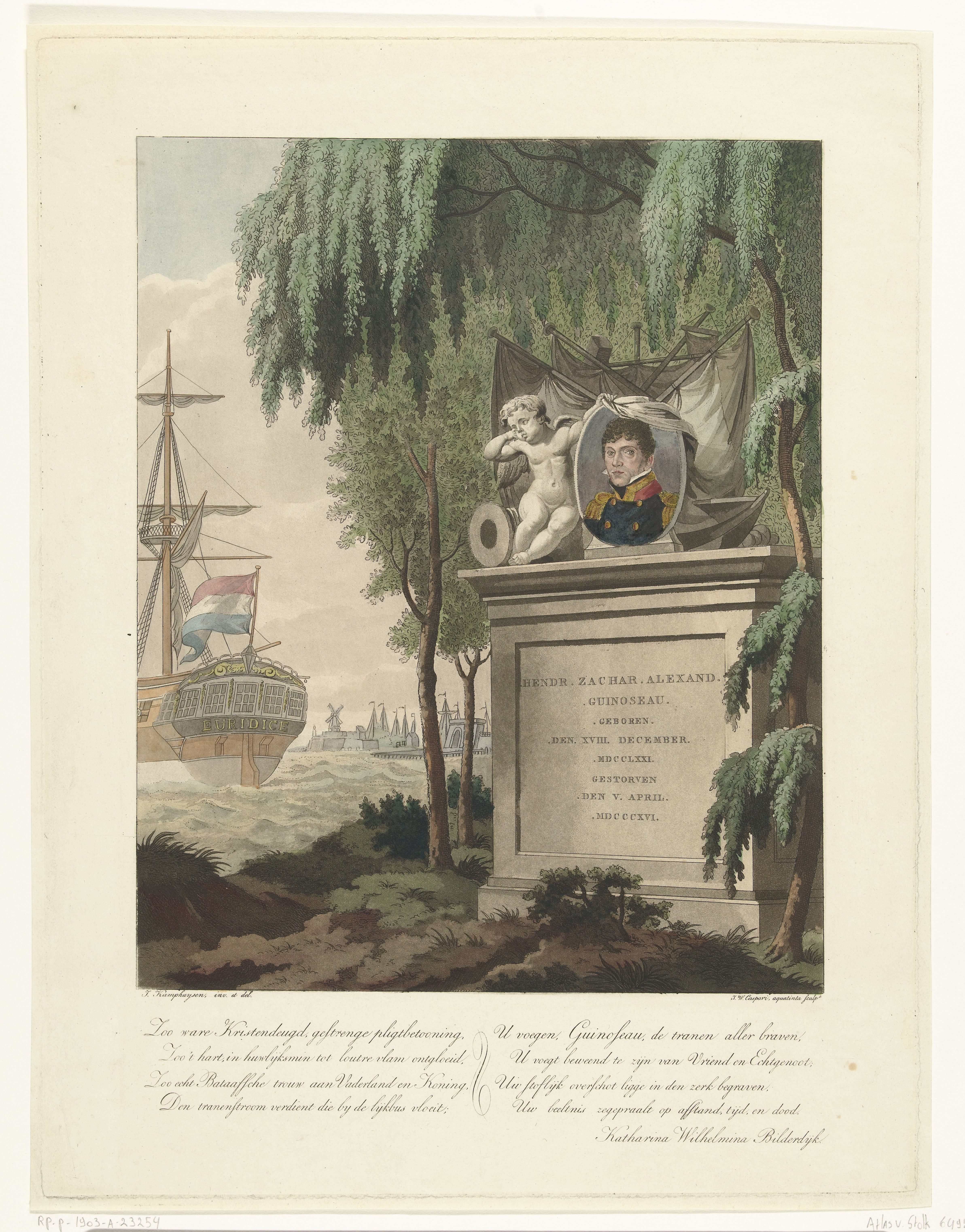 Gedenkteken voor Hendrik Zacharias Alexander Guinoseau met portret