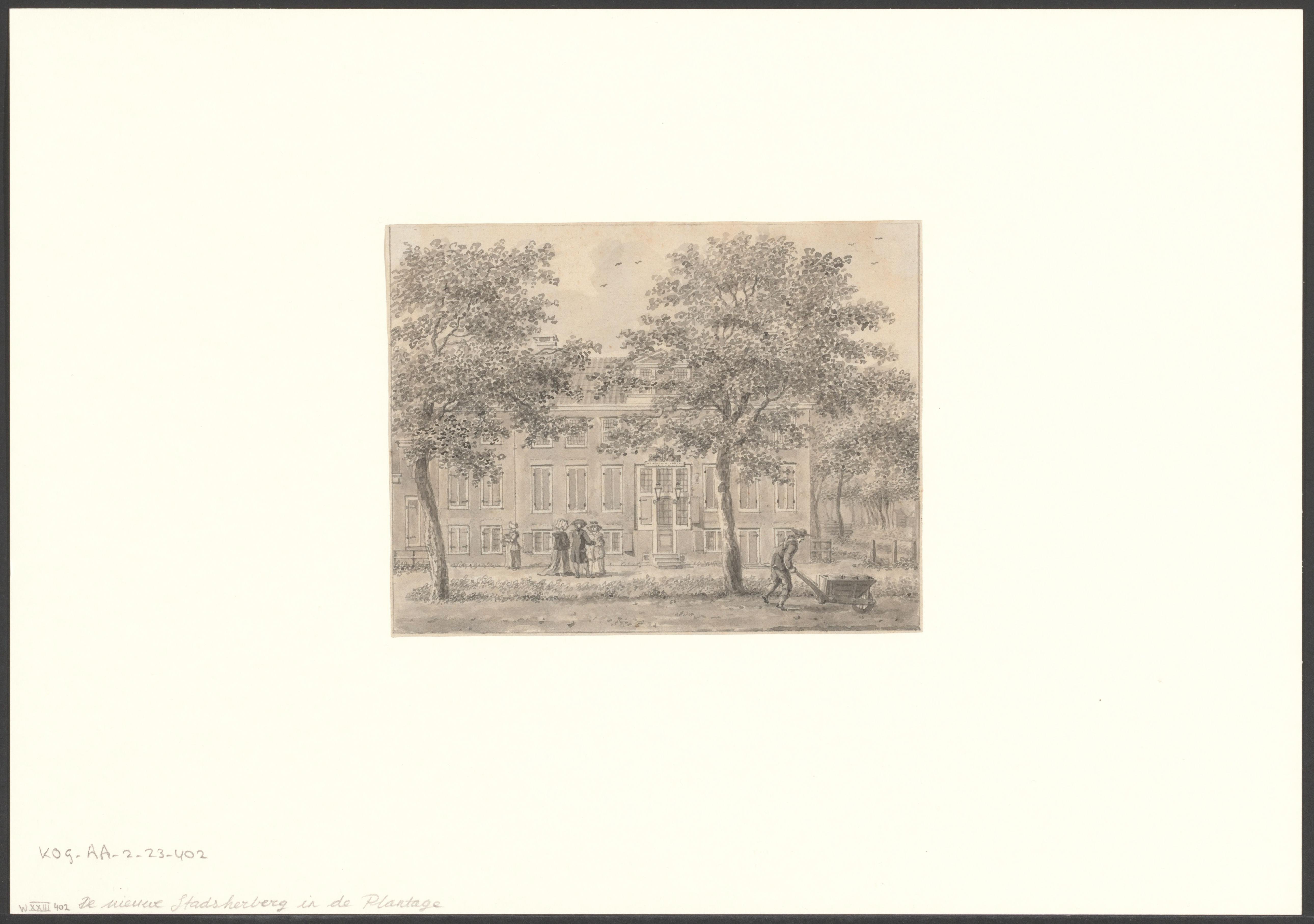Gezicht op de Nieuwe Stadsherberg in de Plantage