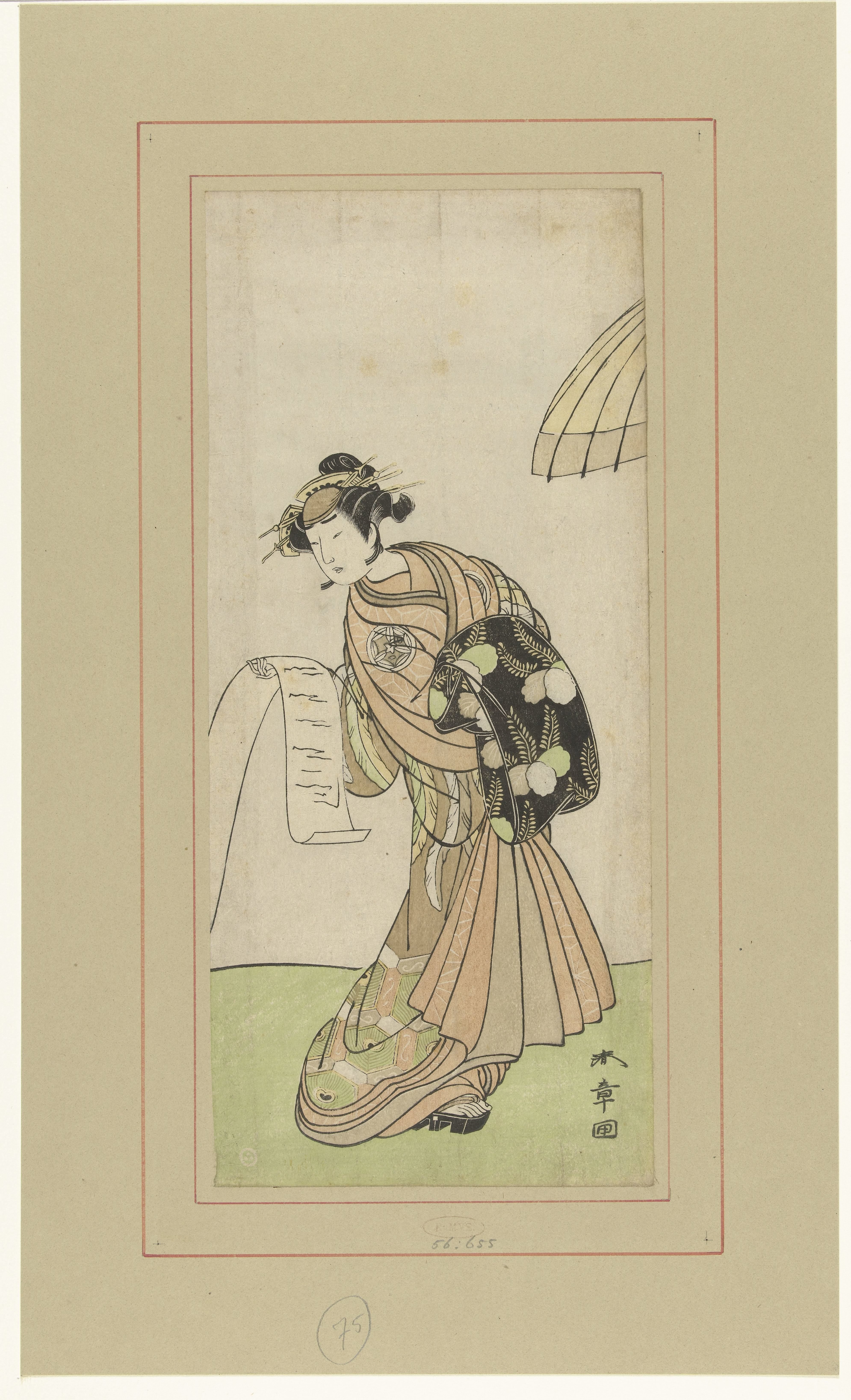 Acteur Yamashita Kinsaku II in de rol van de courtisane Agemaki