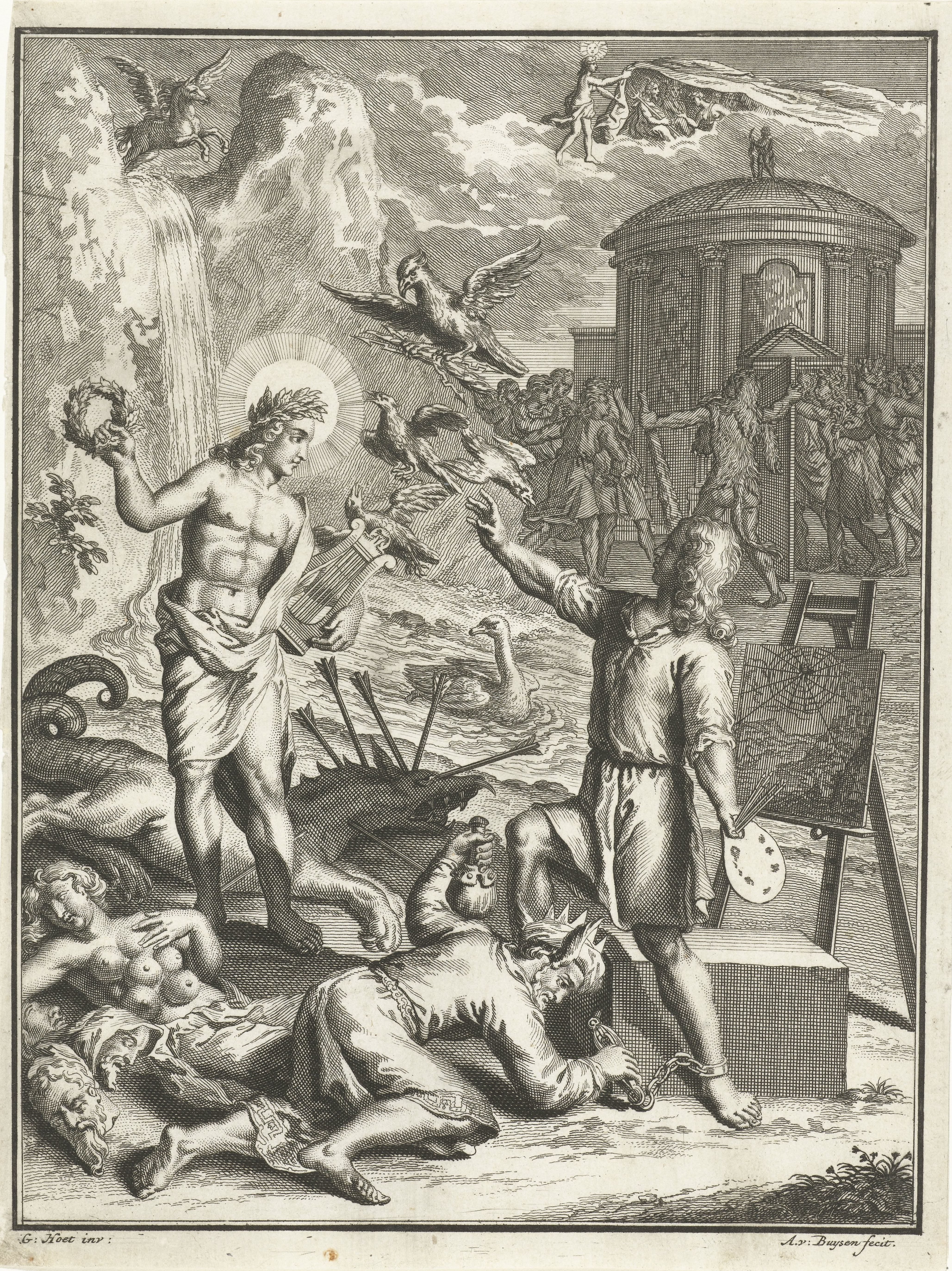 Allegorische voorstelling met Apollo en een schilder