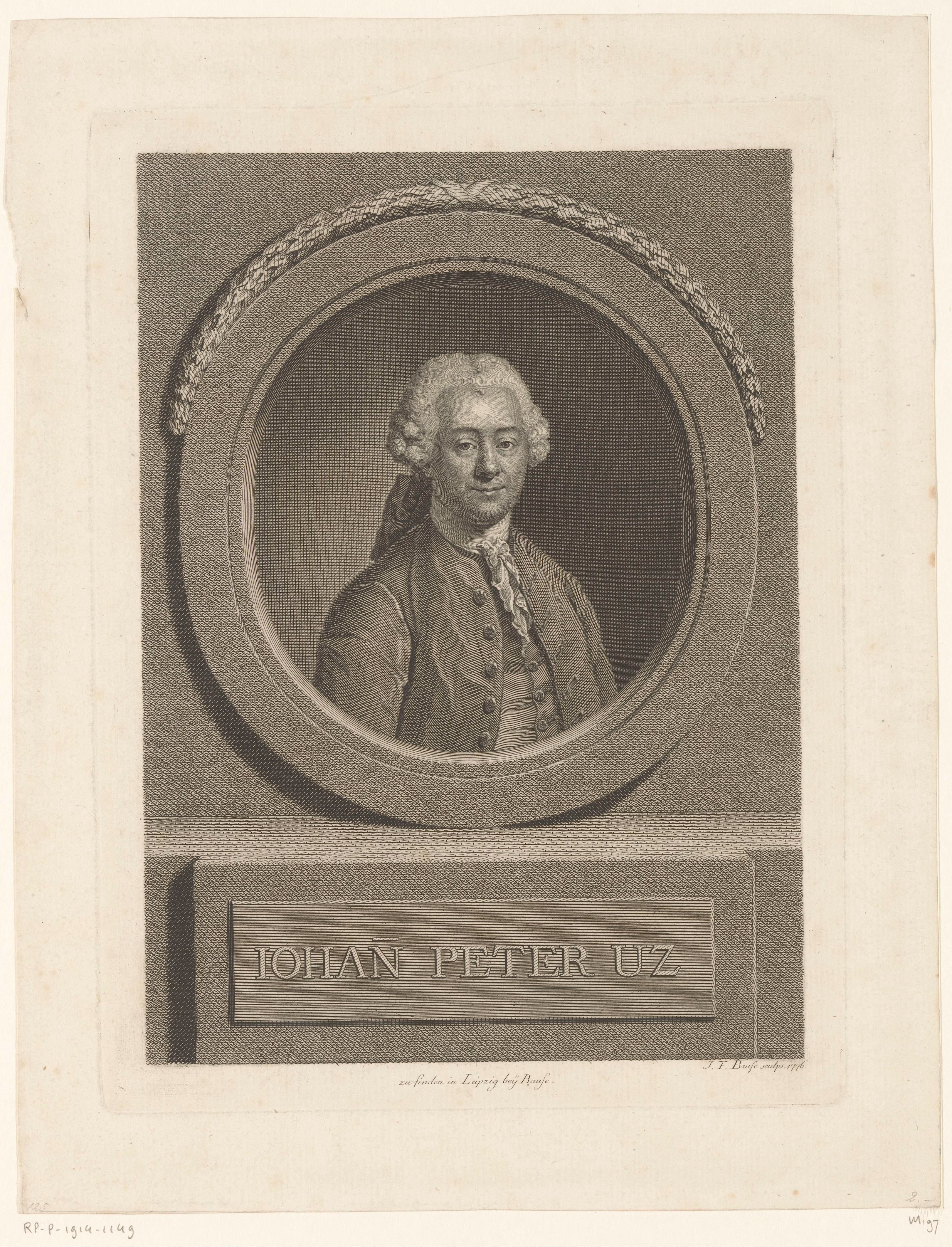 Portret van Johann Peter Uz