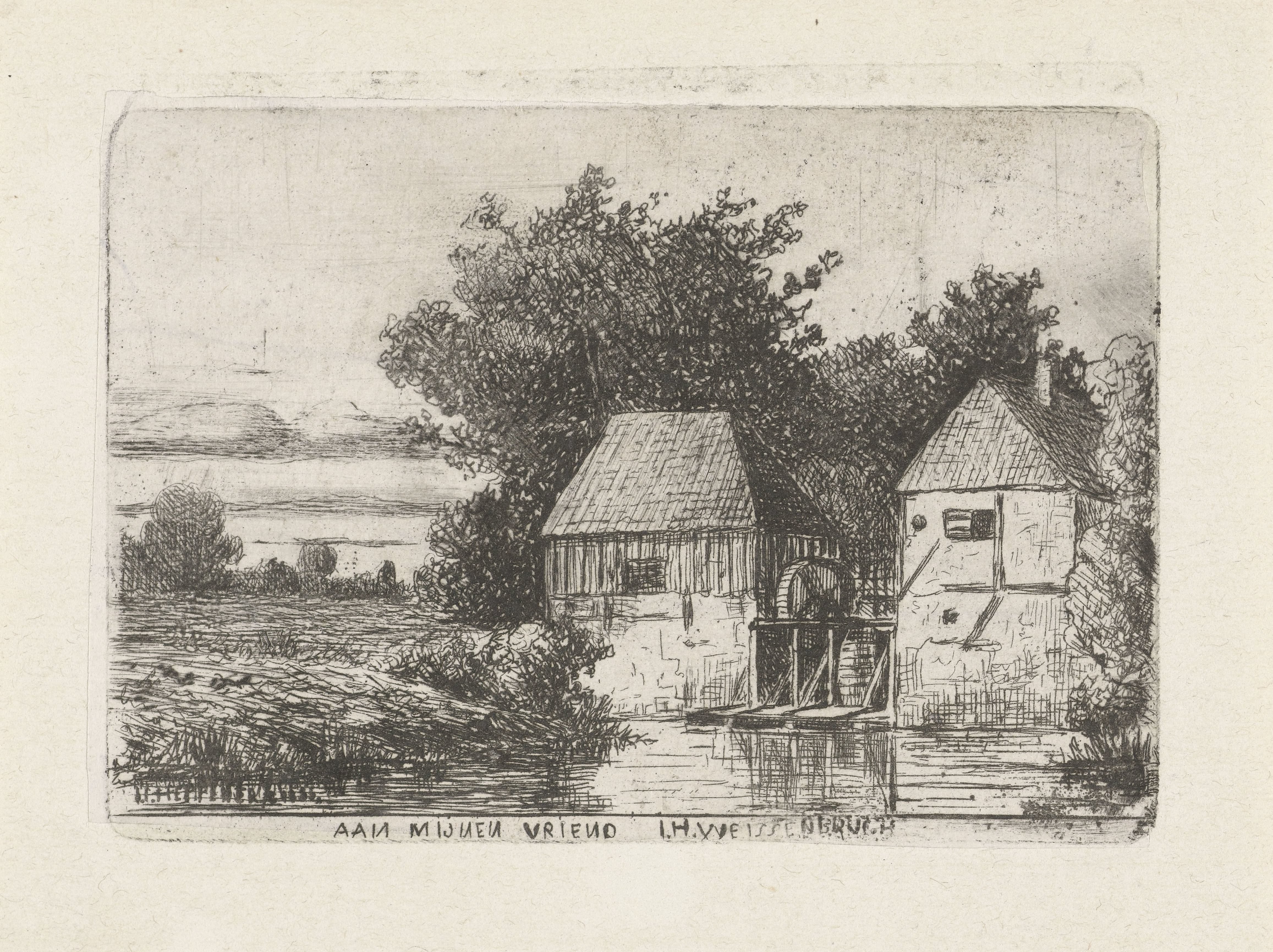 Landschap met watermolen