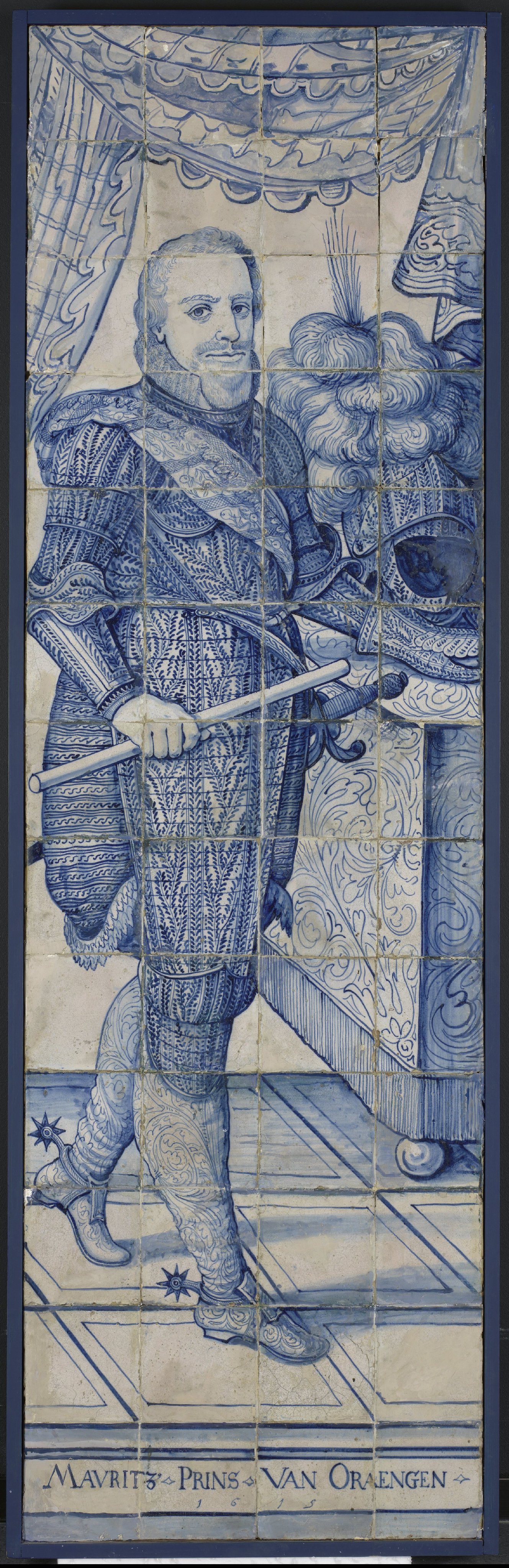 Tegeltableau met portret van Prins Maurits