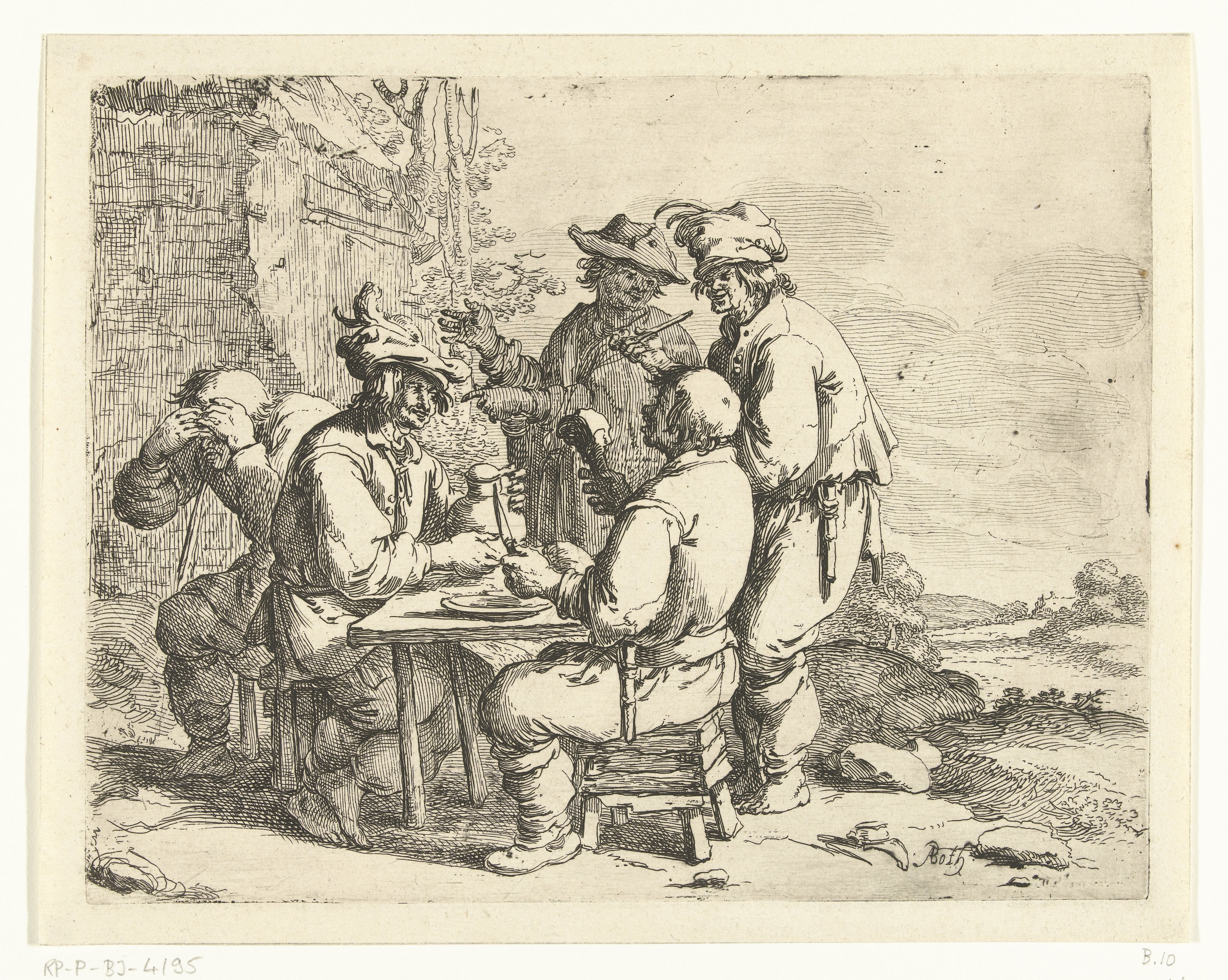 Dronken boeren aan een tafel