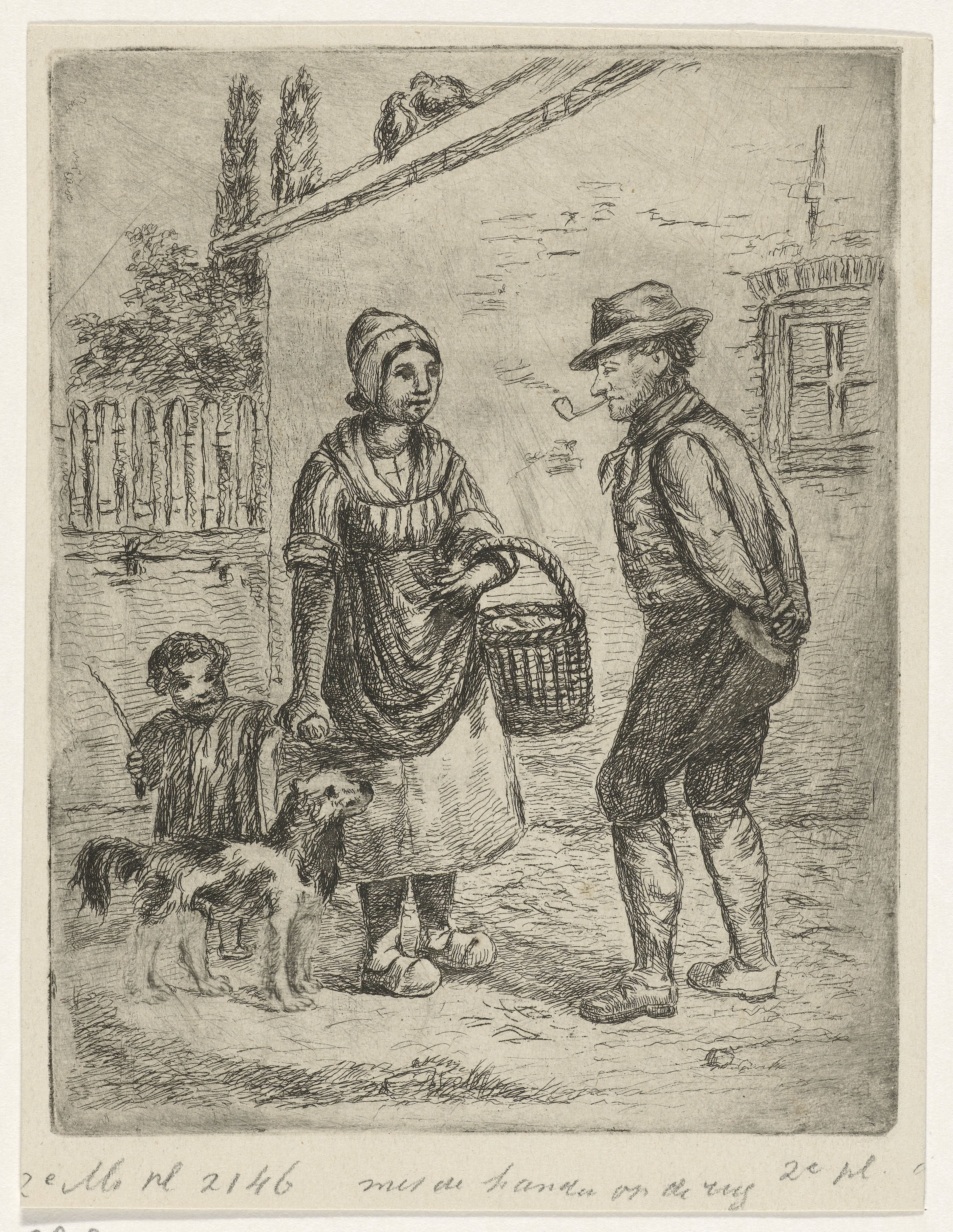Boer en boerin bij een hoeve