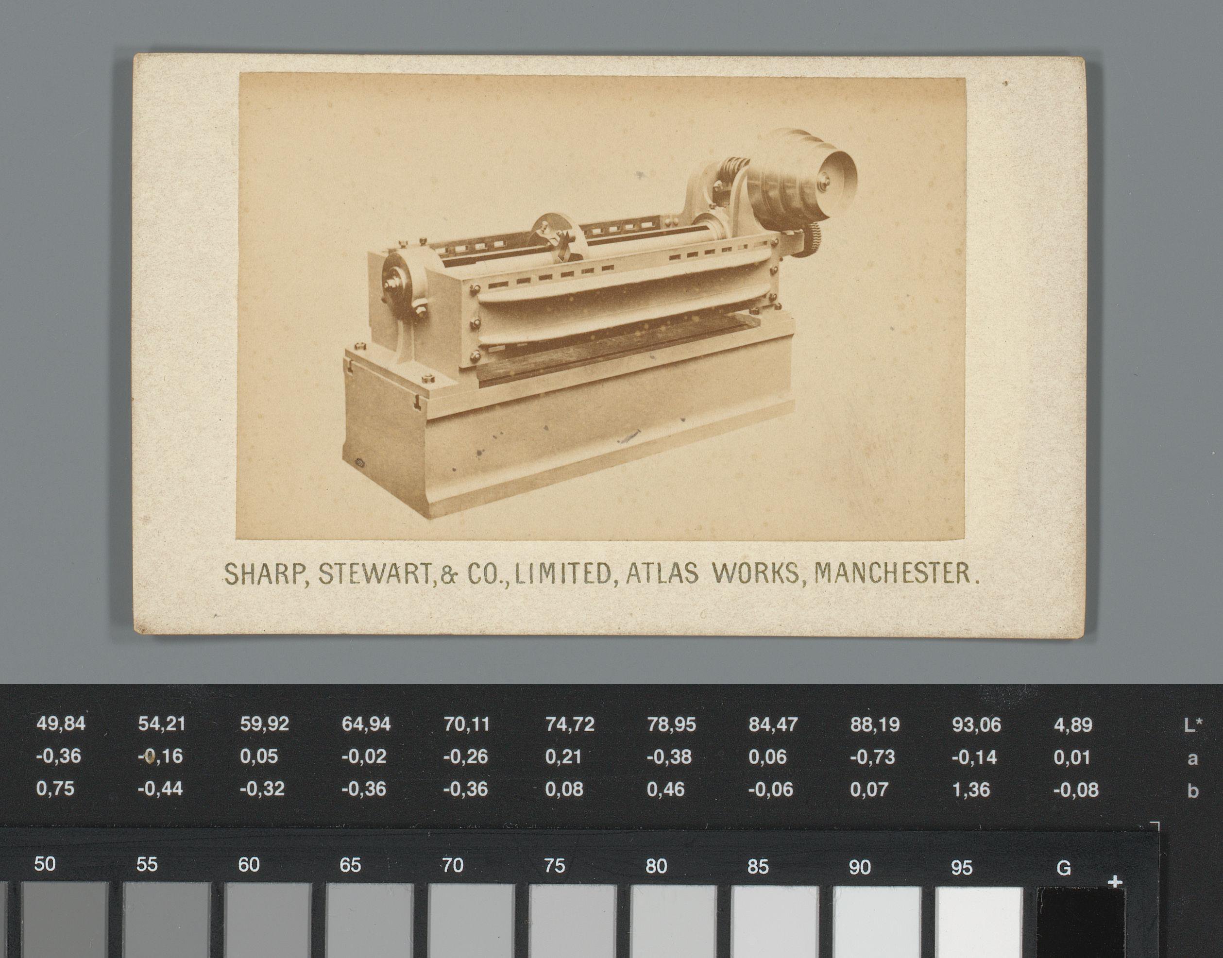 Reclame voor een machine van Sharp, Stewart & Co. uit Manchester, Engeland