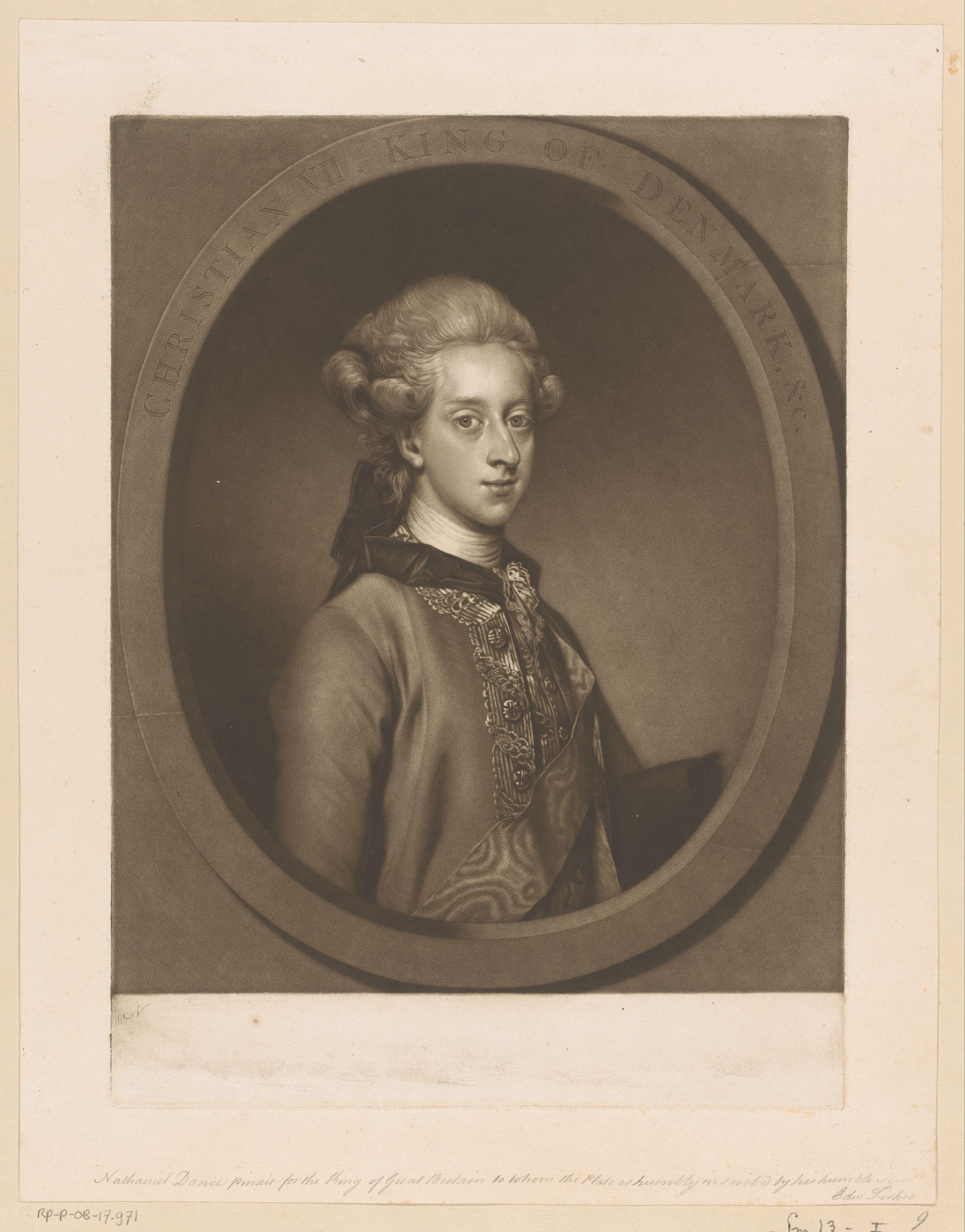 Portret van Christiaan VII van Denemarken