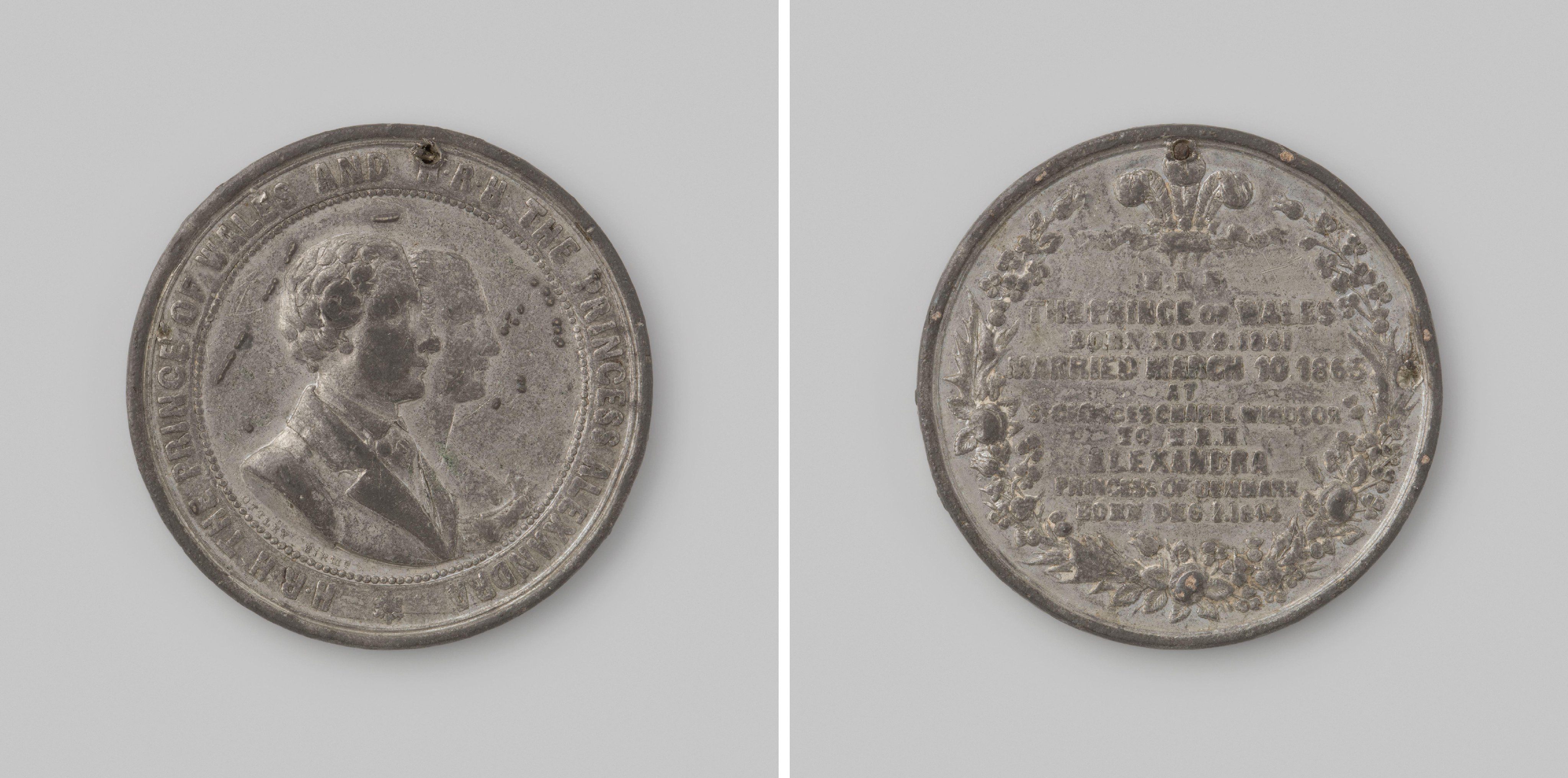 Engelse penning op het huwelijk van de Prince of Wales met Alexandra van Denemarken 1863