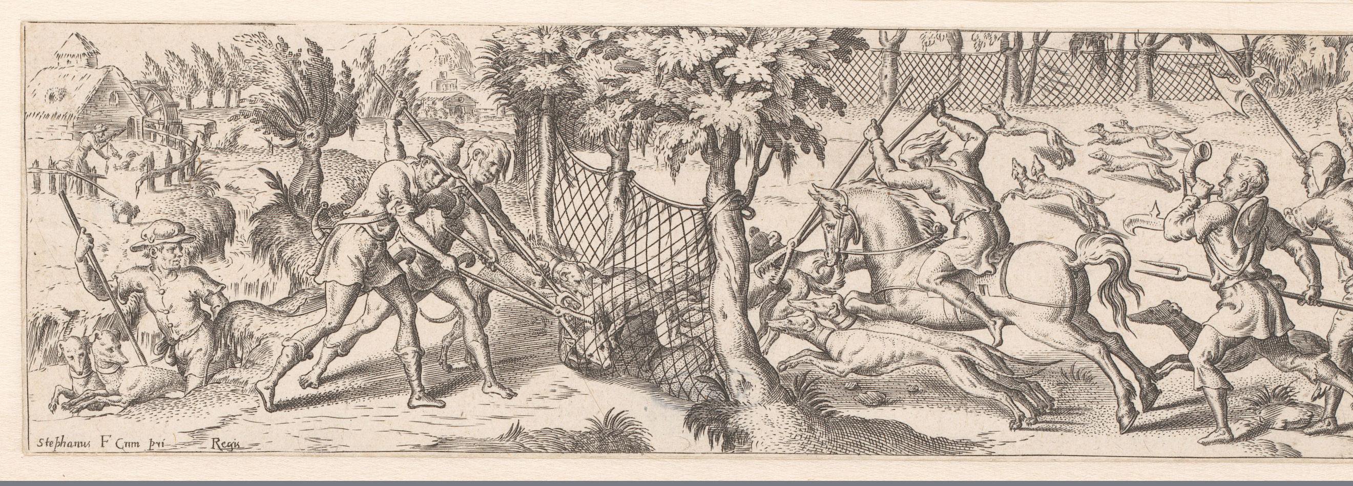 Jacht op wolven met behulp van een net