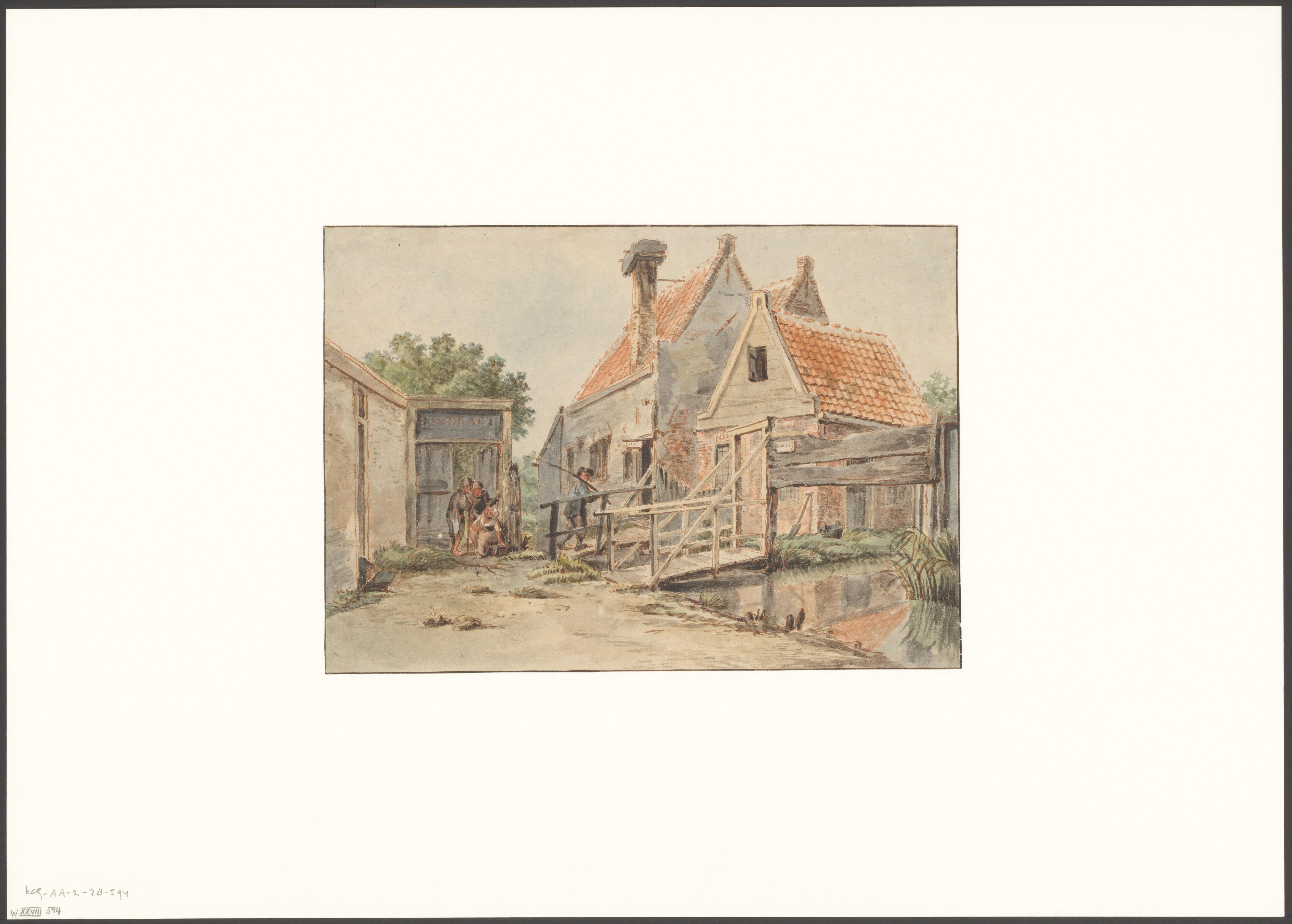 Gezicht op de Voorweg, gezien naar werf en molen De Eendracht