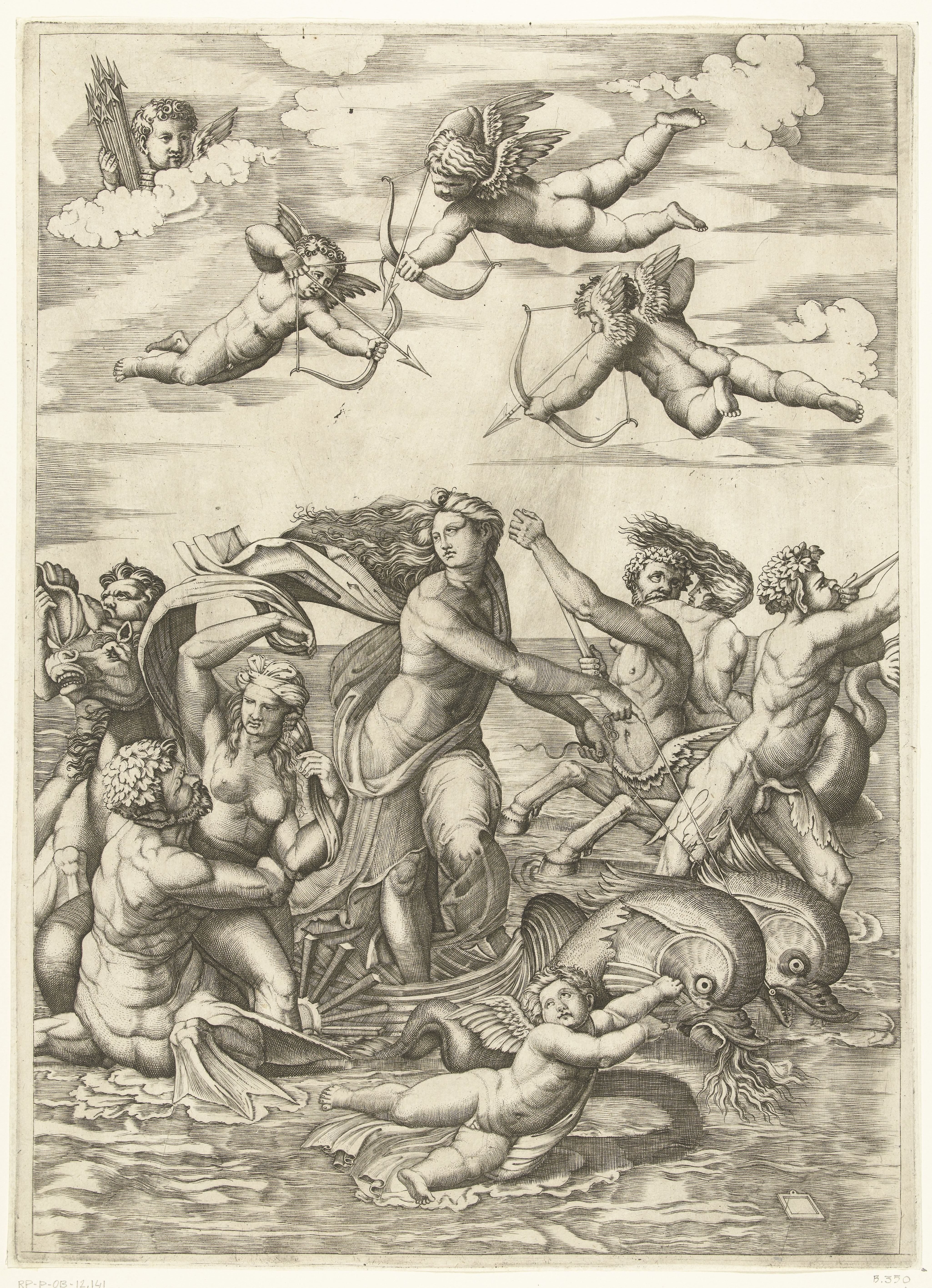 Triomf van Galatea met tritons en nereïden en putti