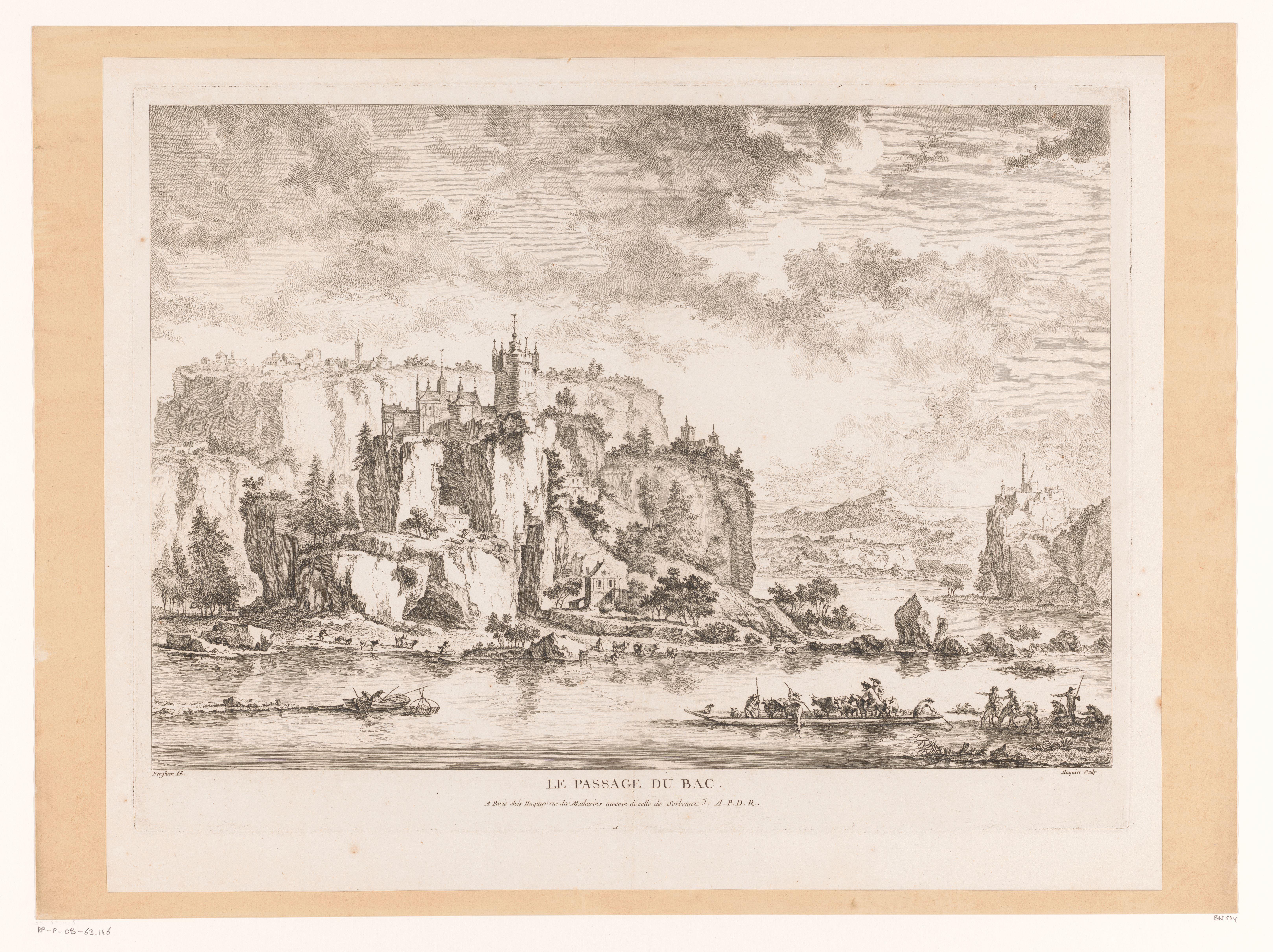 Rivierlandschap met een kasteel op een klif
