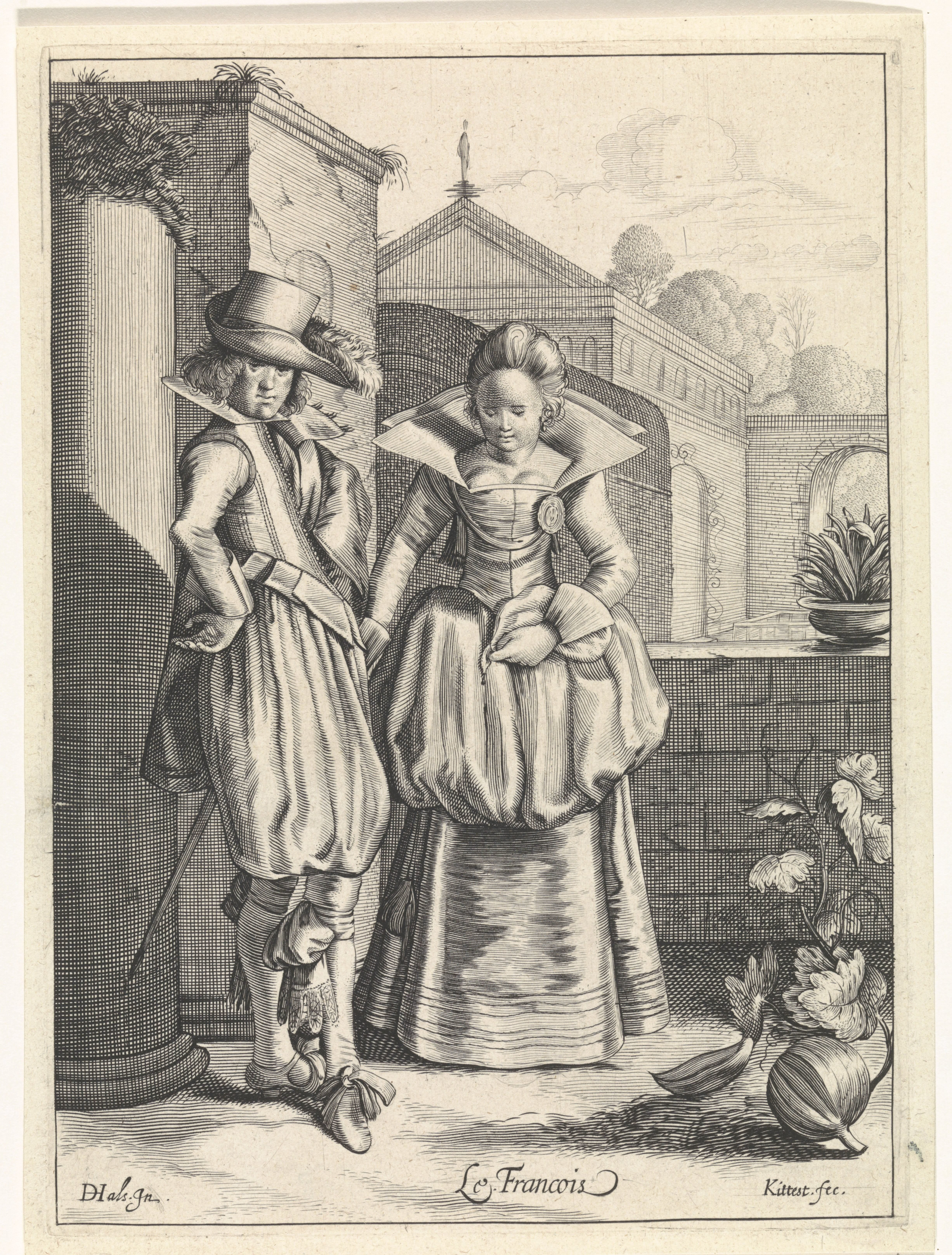 Elegant paar in Franse kleding