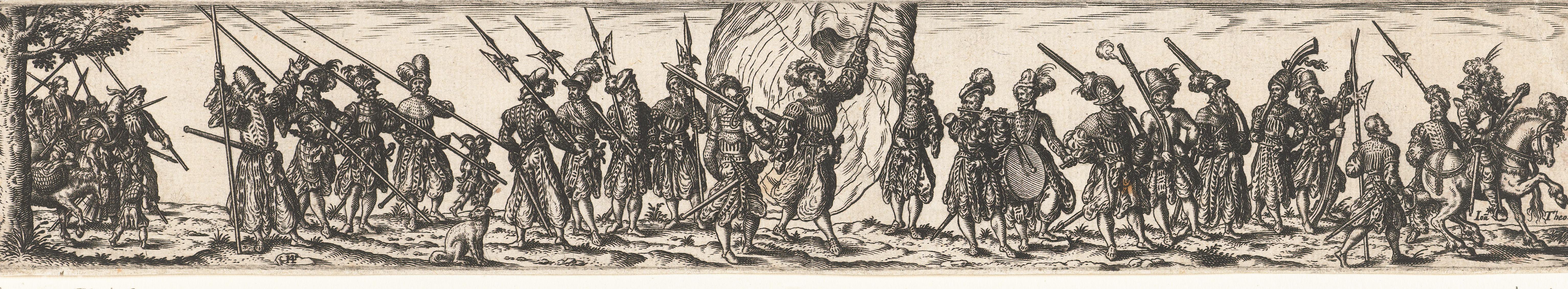 Stoet van soldaten