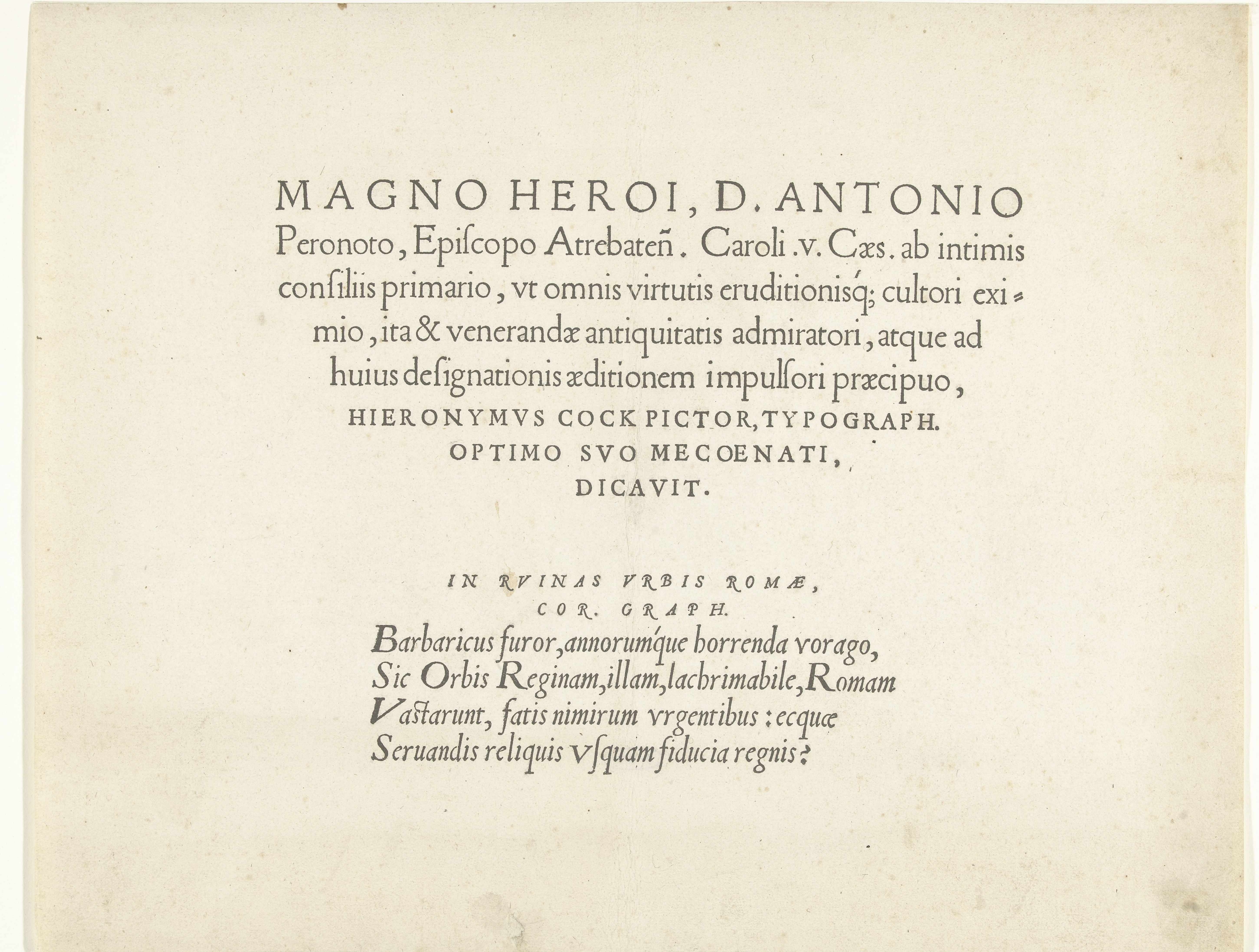 Opdracht door Hieronymus Cock voor Antonius Perenot