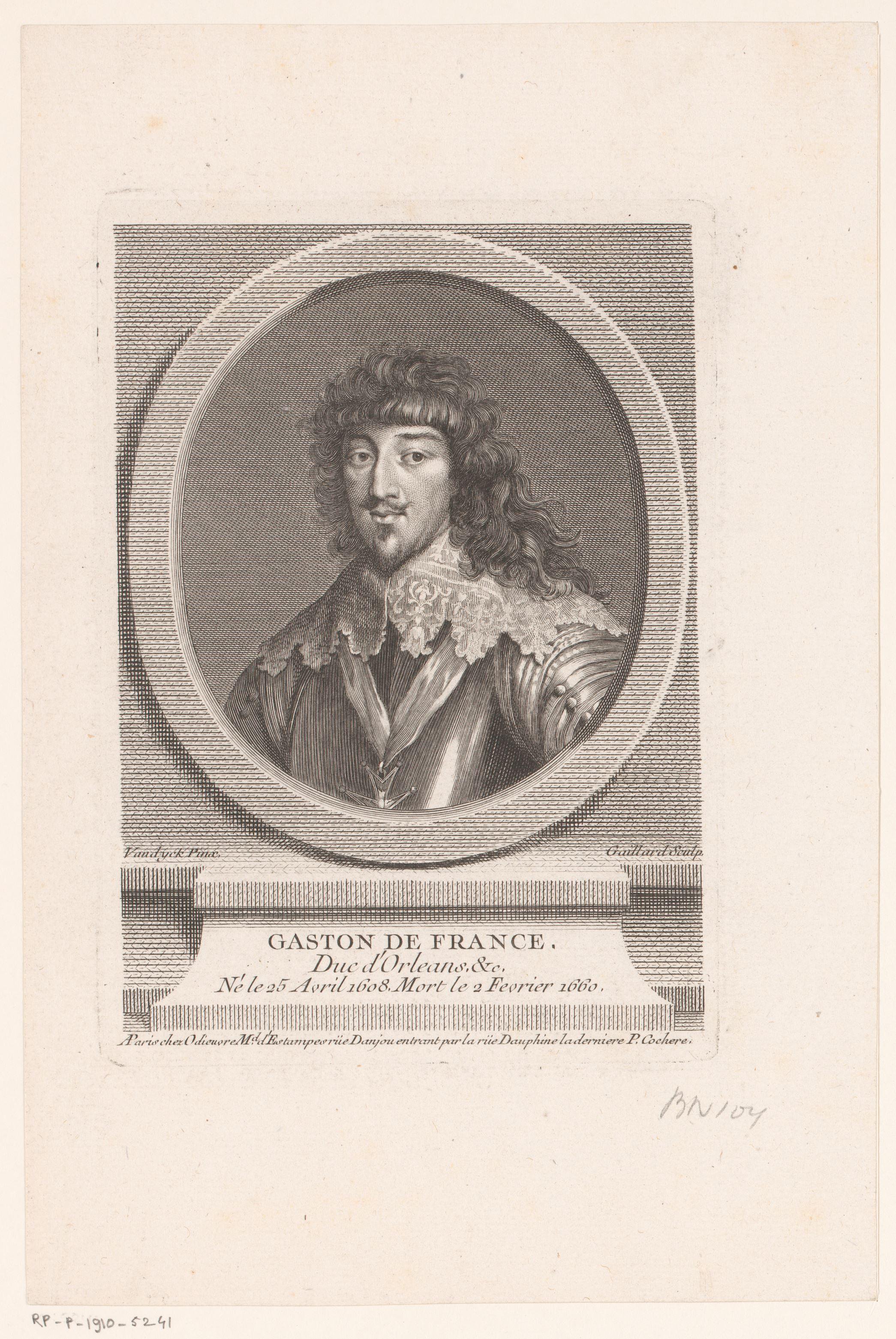Portret van Gaston Jean-Baptiste hertog van Orléans