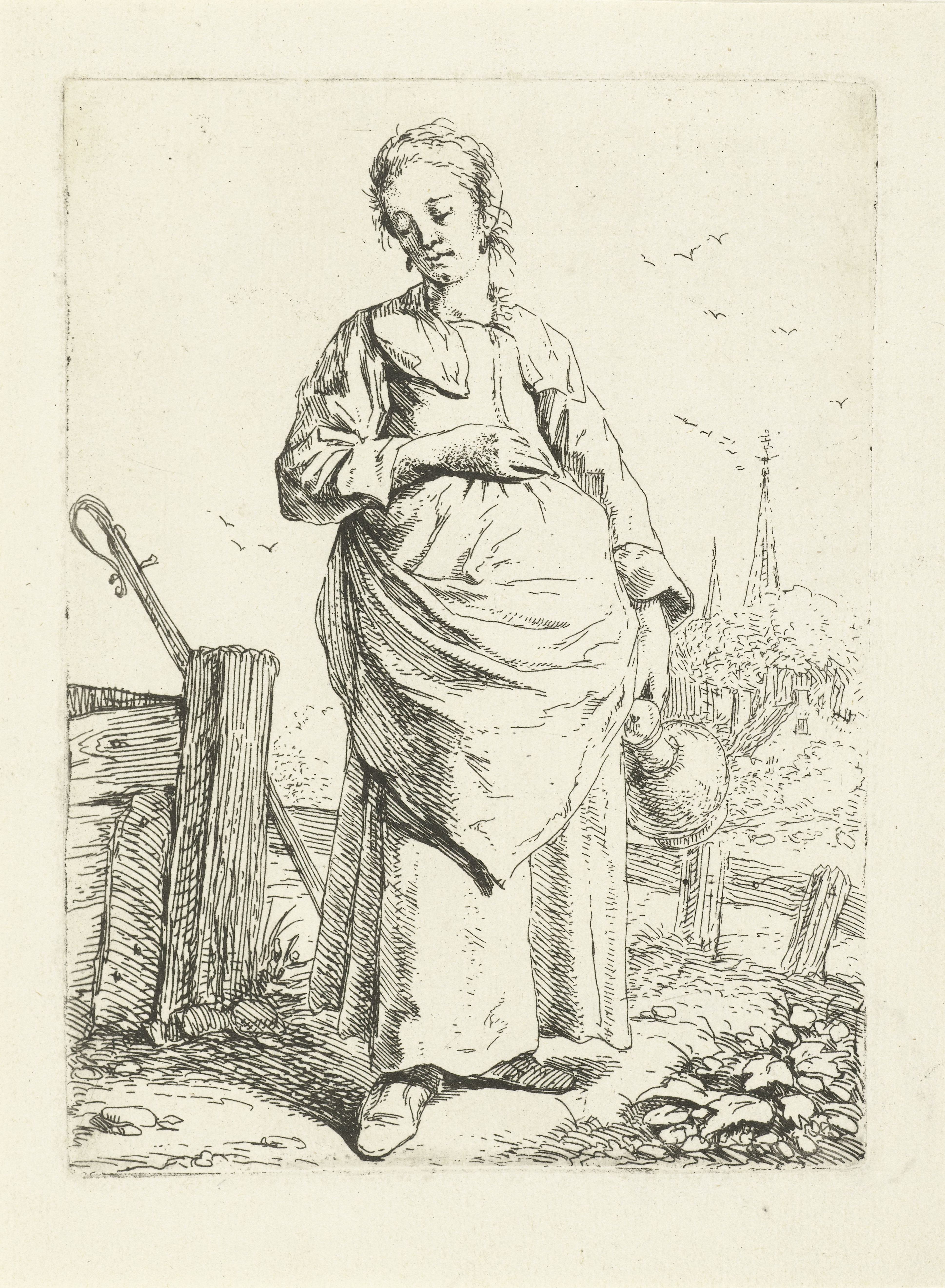 Staande vrouw met kruik