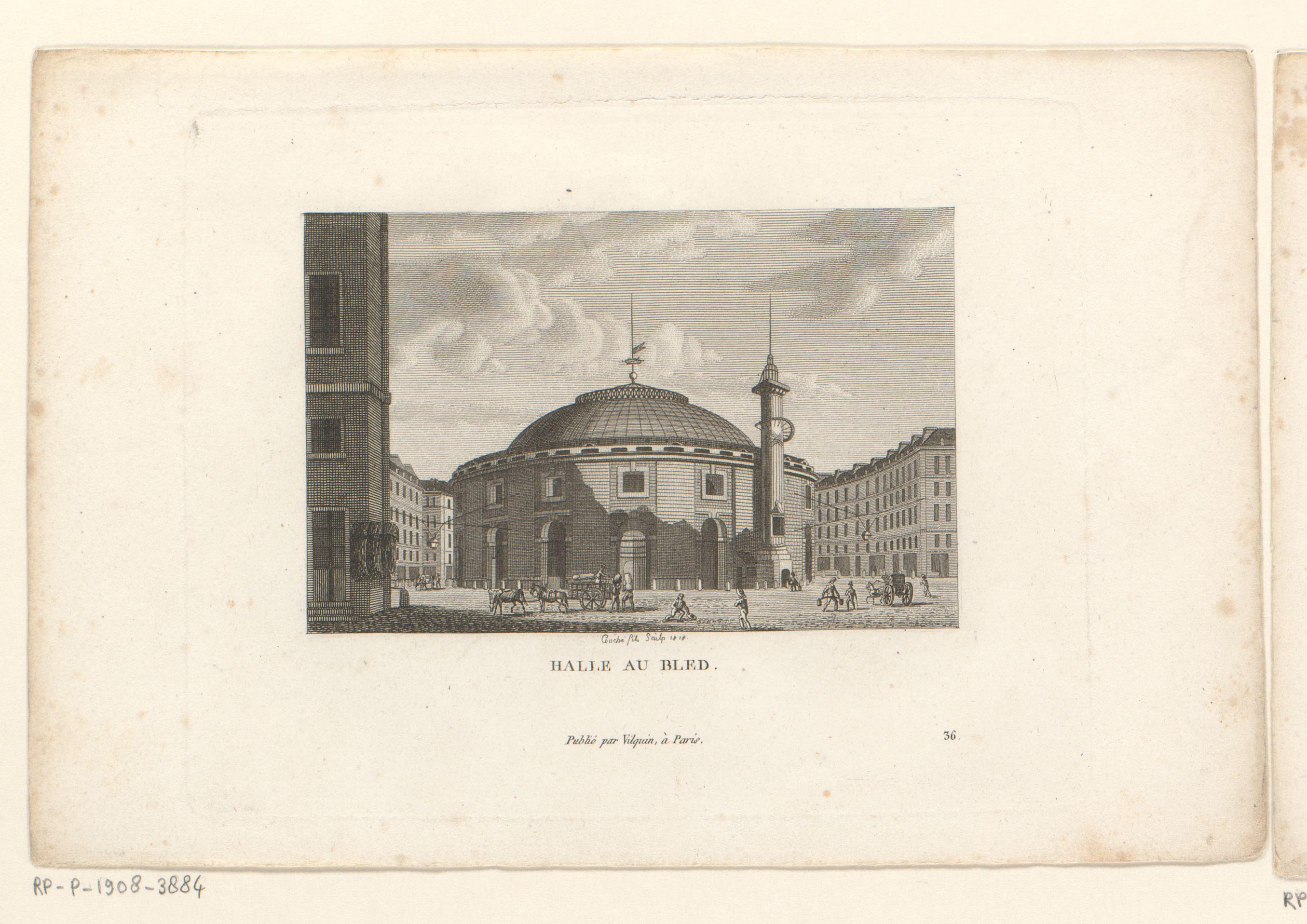 Gezicht op de Halle aux blés te Parijs