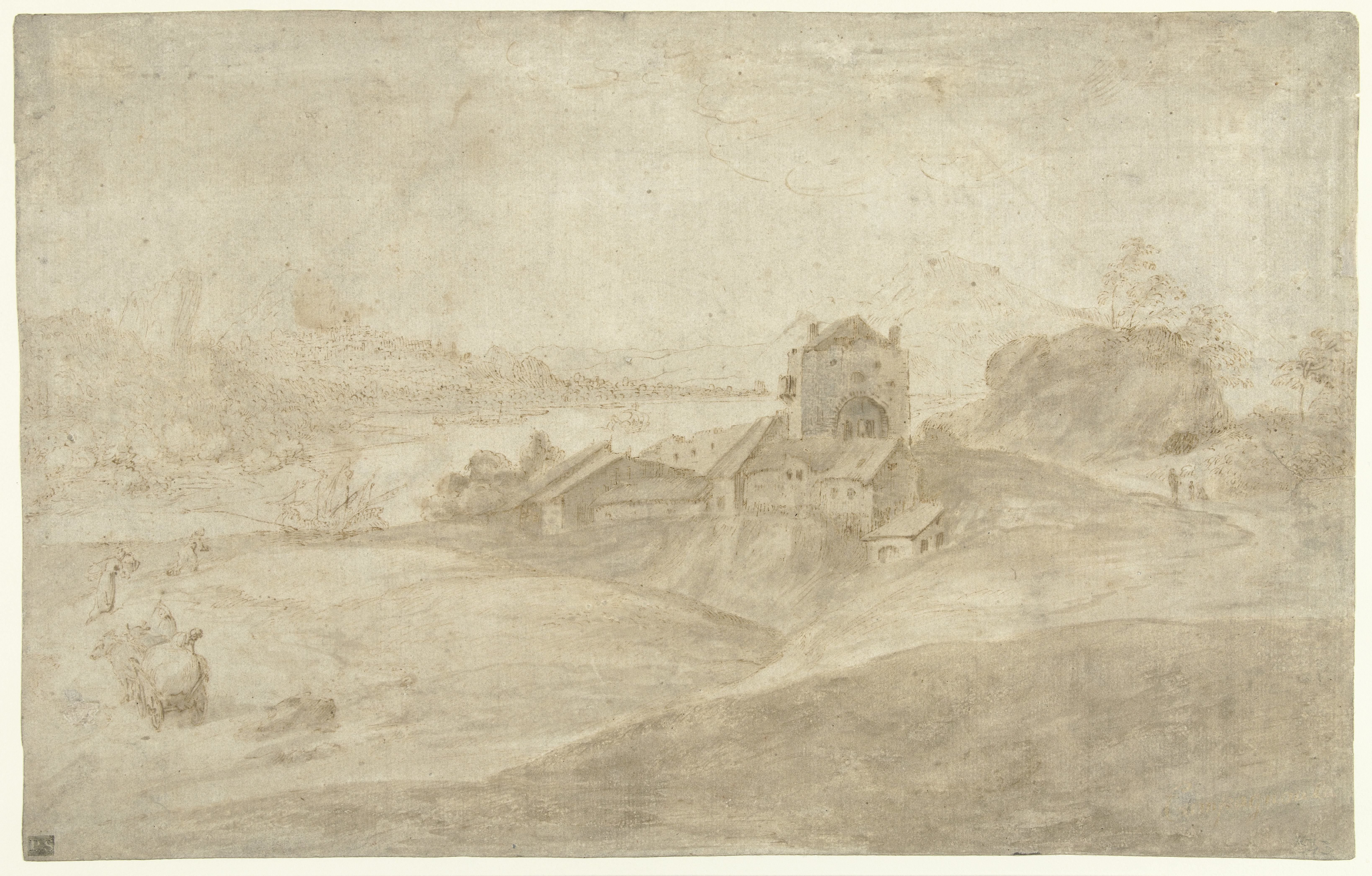 Kustlandschap met landhuis