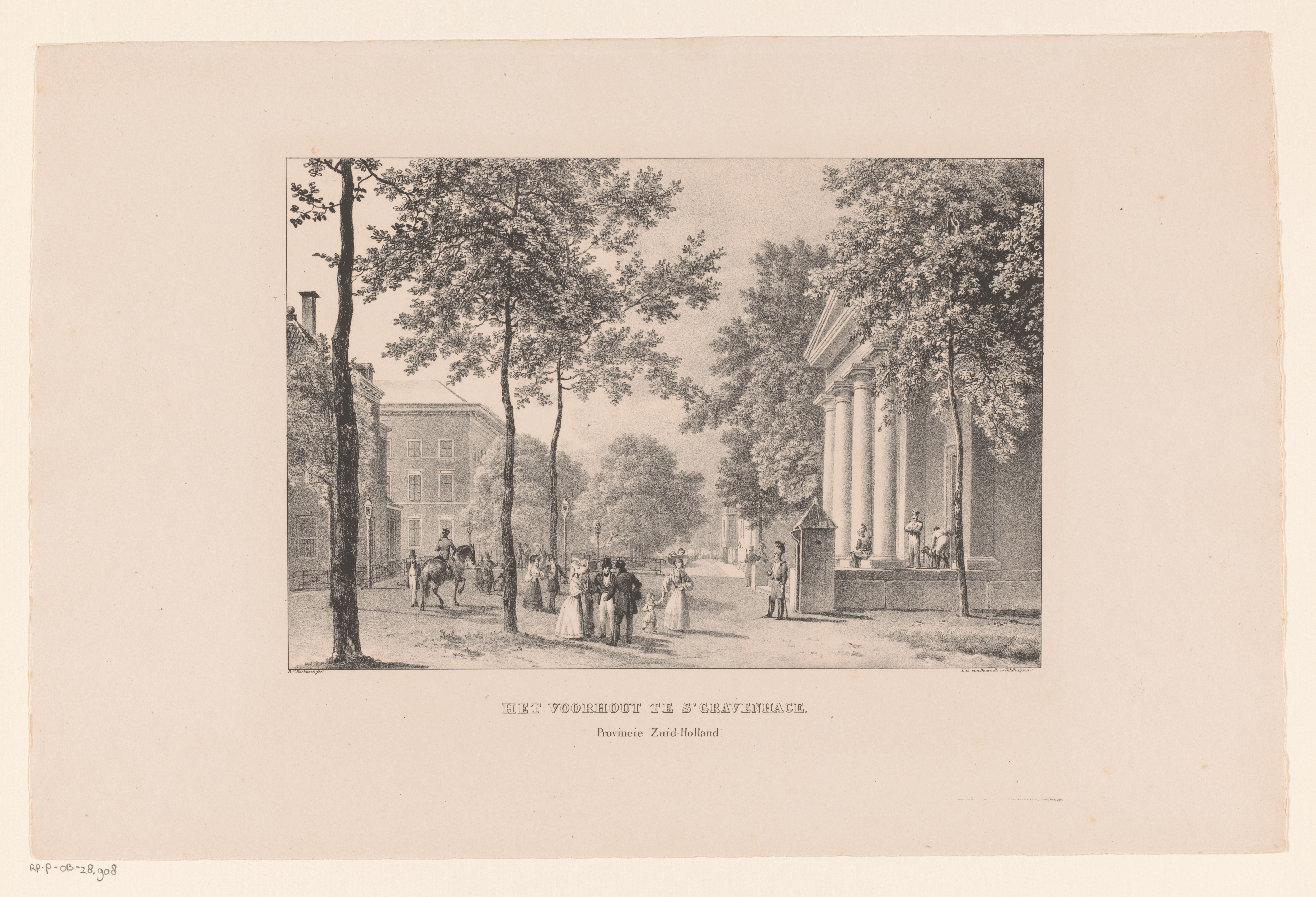 Gezicht op het Korte Voorhout te Den Haag