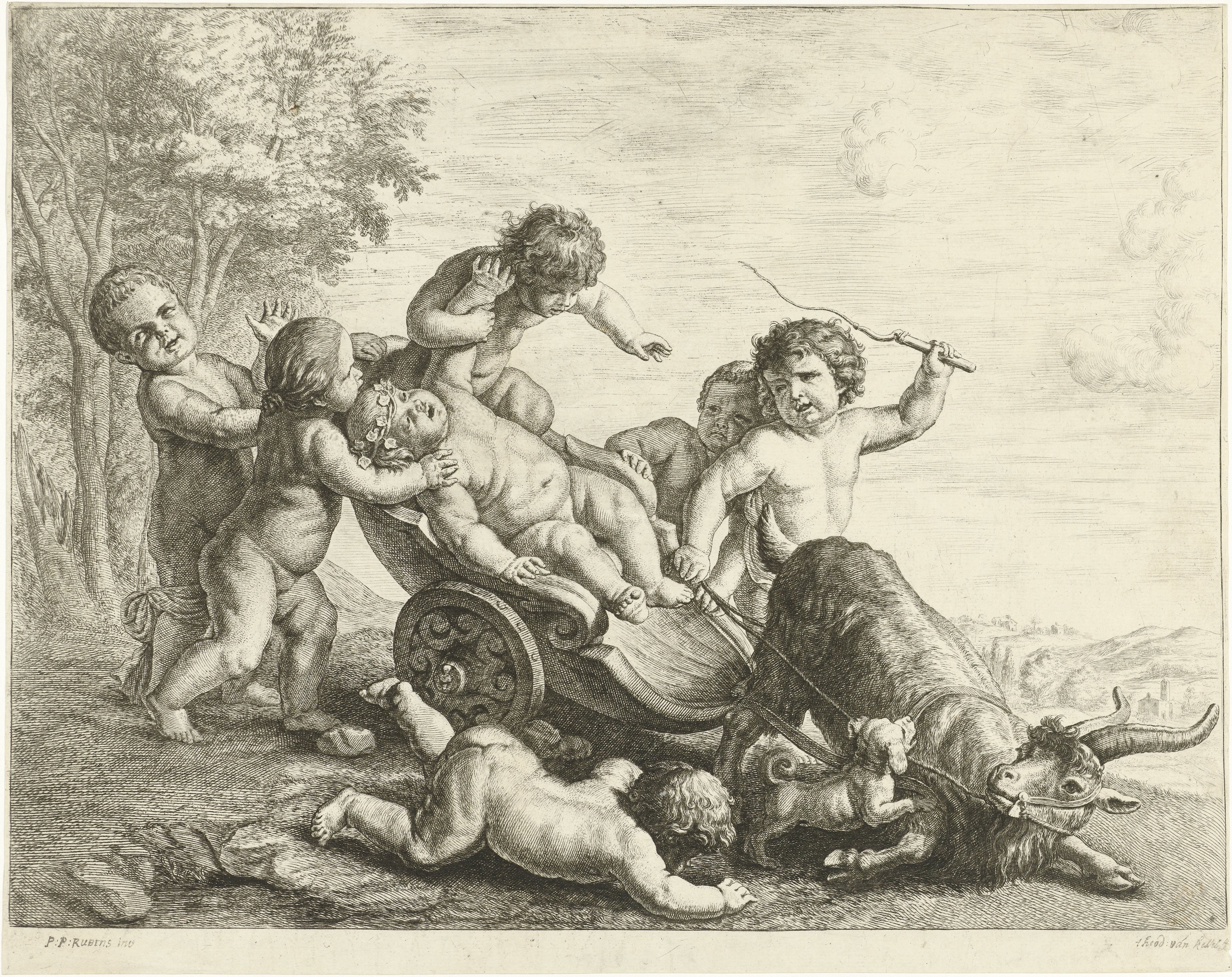 Putti met bokkenwagen