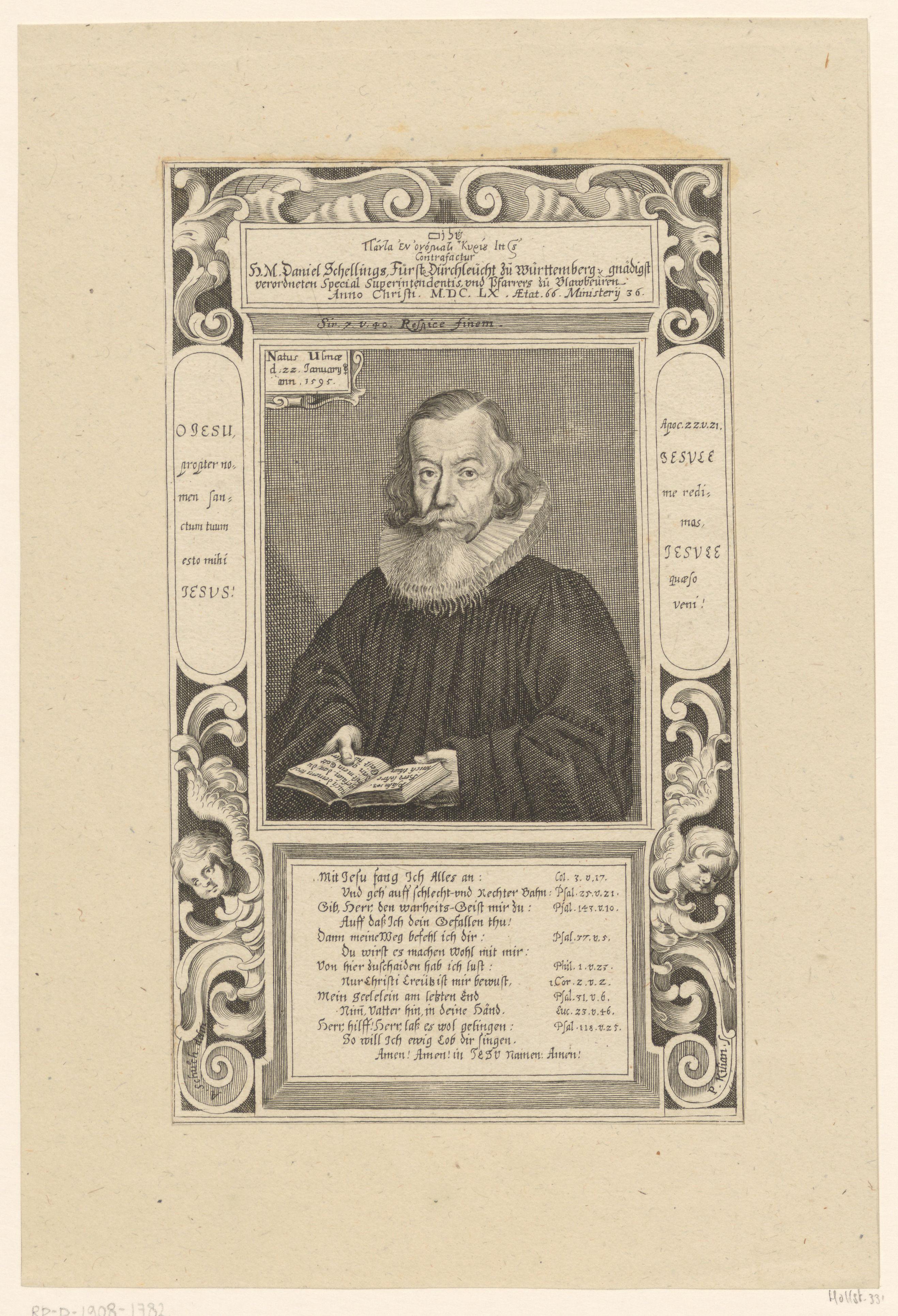 Portret van Daniel Schelling op 66-jarige leeftijd