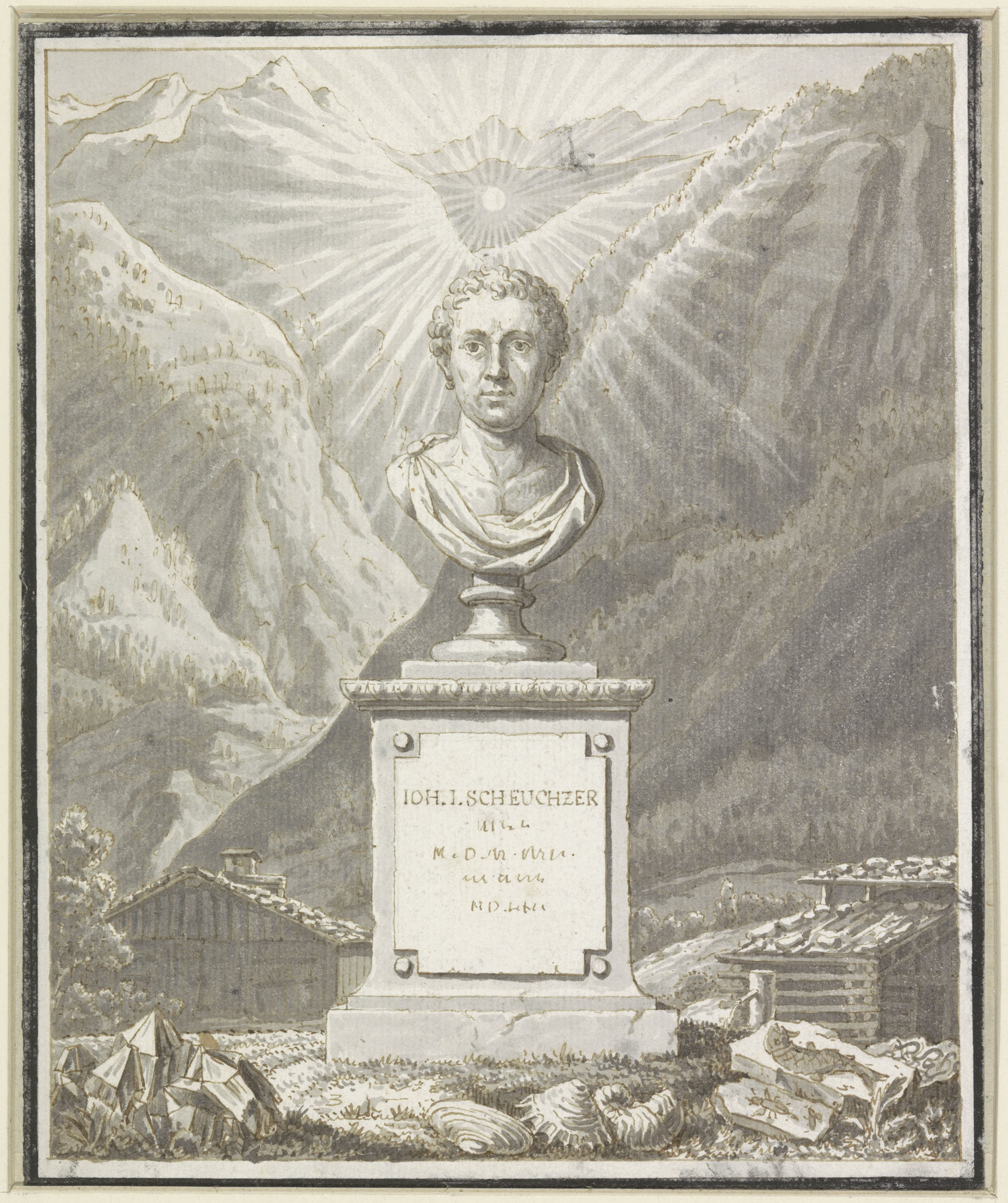 Portretbuste van Johann Jakob Scheuchzer