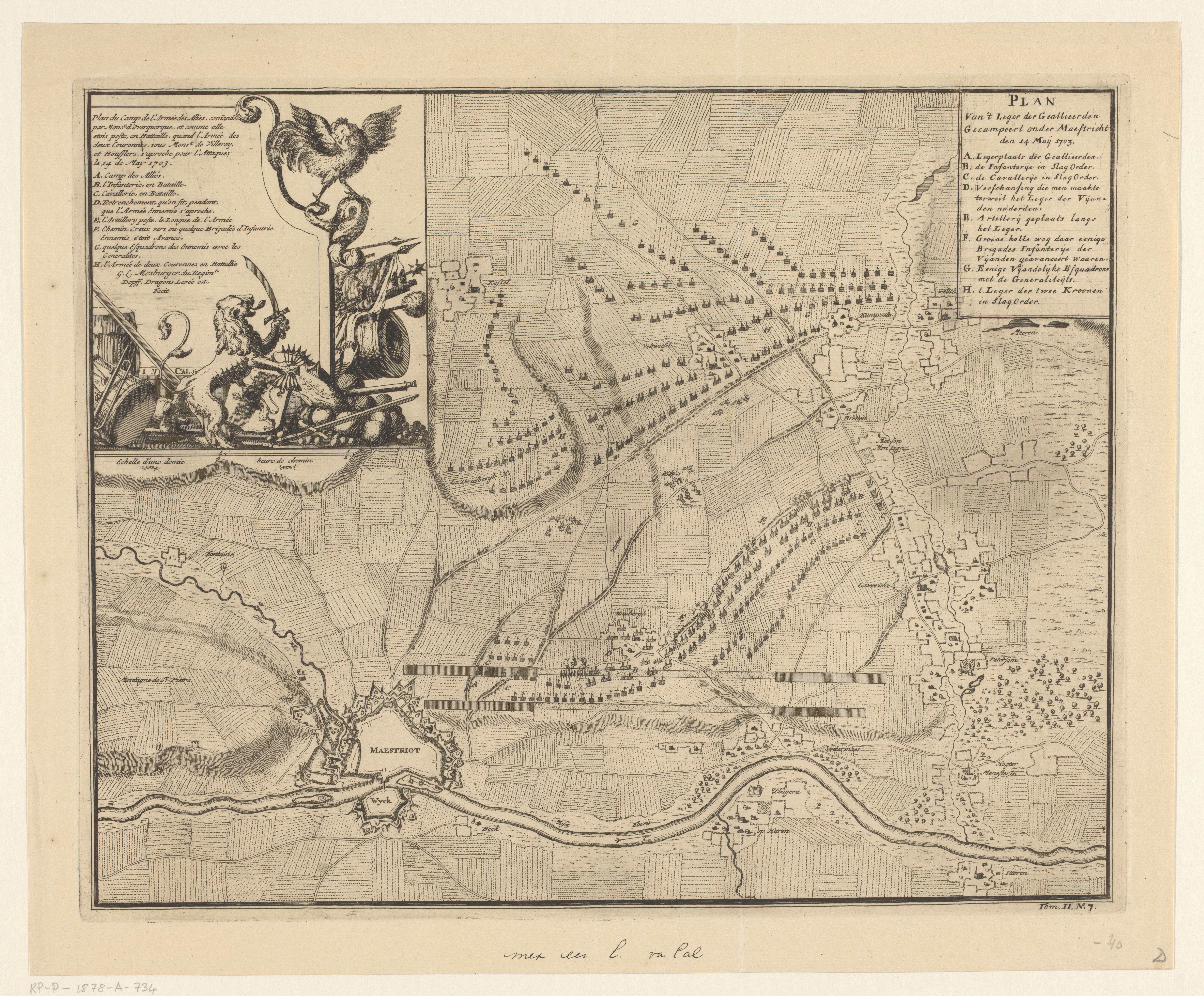 Plan van het kamp van de Geallieerden voor Maastricht, 1703