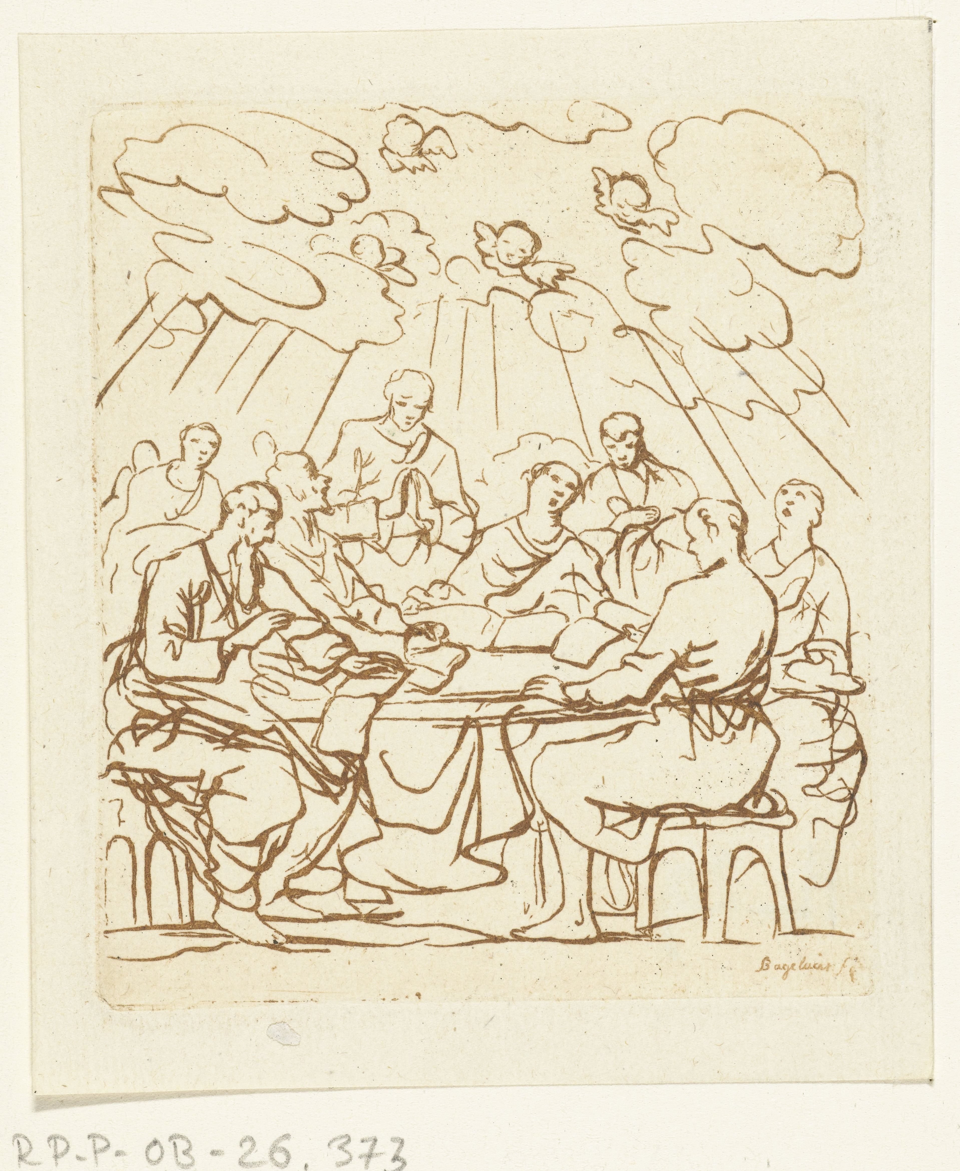 Een gezelschap van acht lofzingende personen rondom een tafel