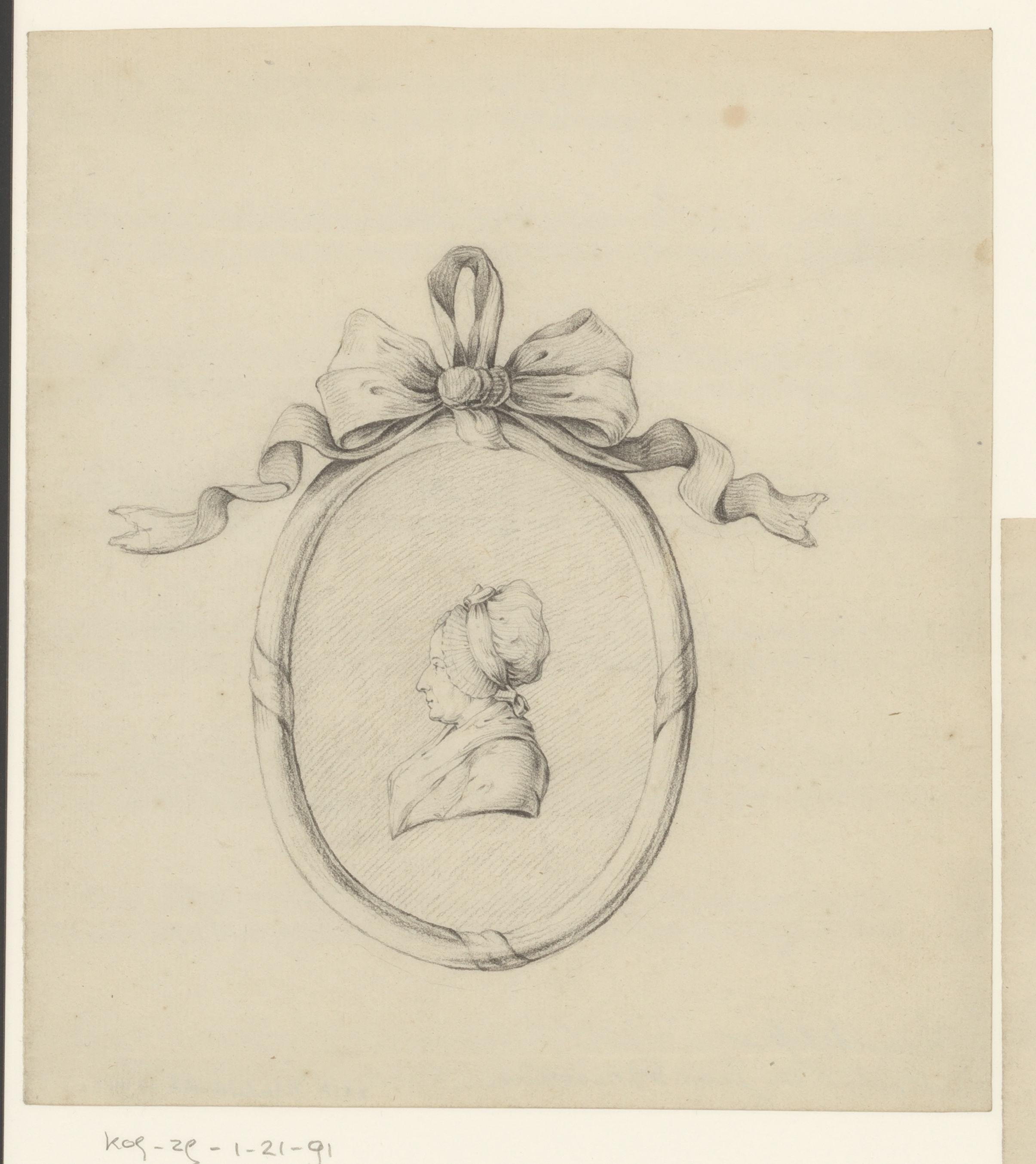 Portret van een vrouw in een medaillon, mogelijk de zus van Jean Bernard